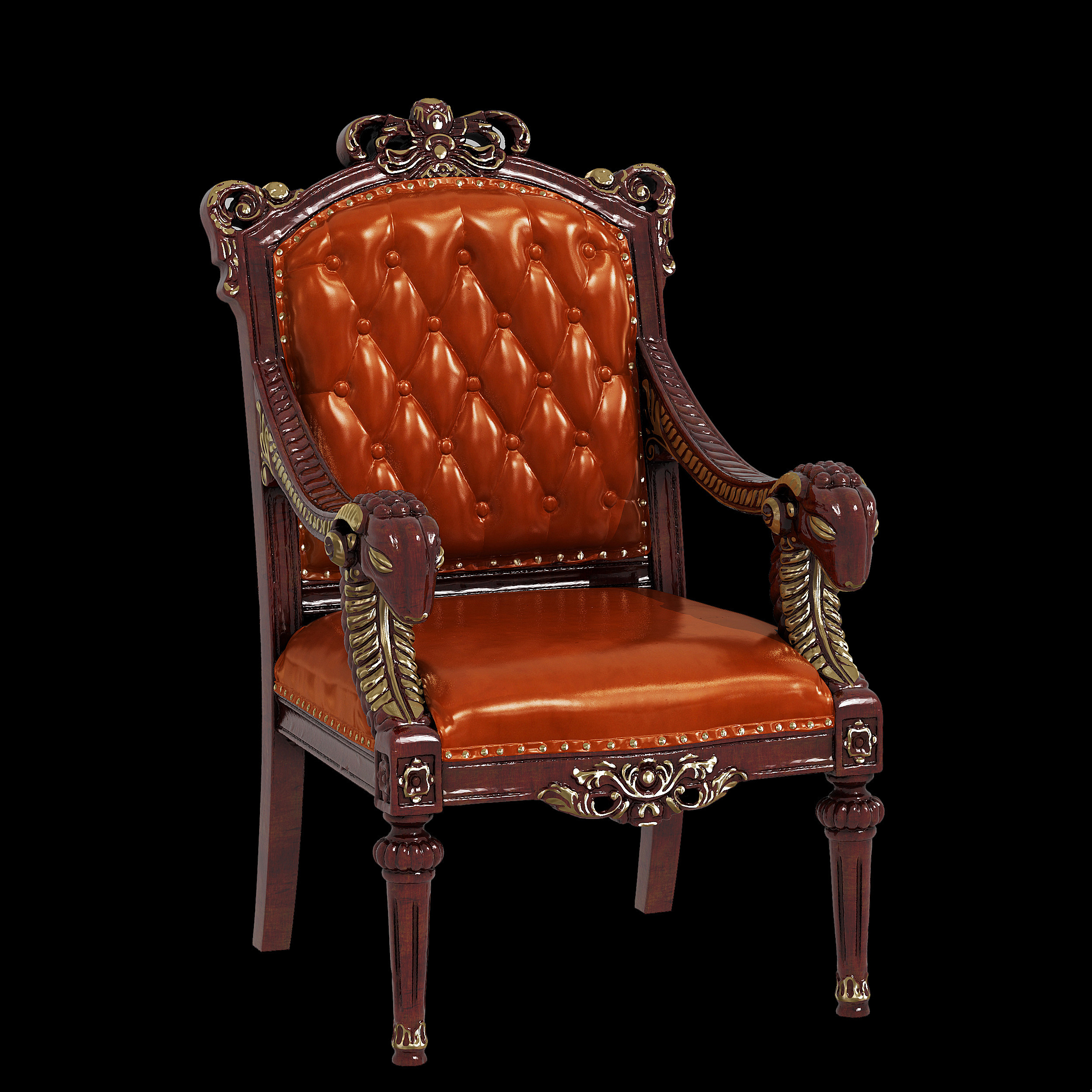 法式皮革单椅3d模型下载
