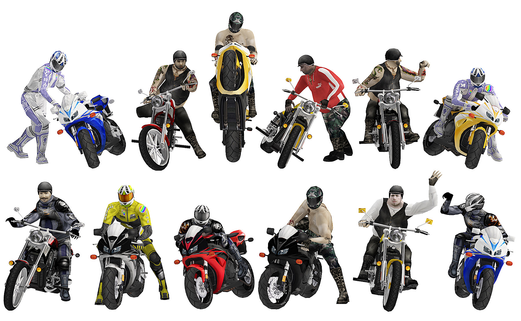 现代摩托车骑手，人物3d模型下载