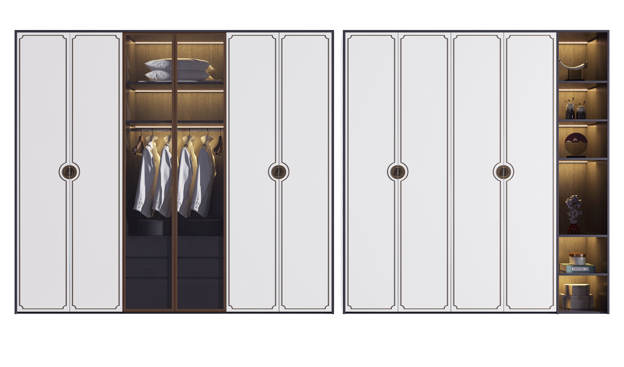 新中式平开门衣柜3d模型下载
