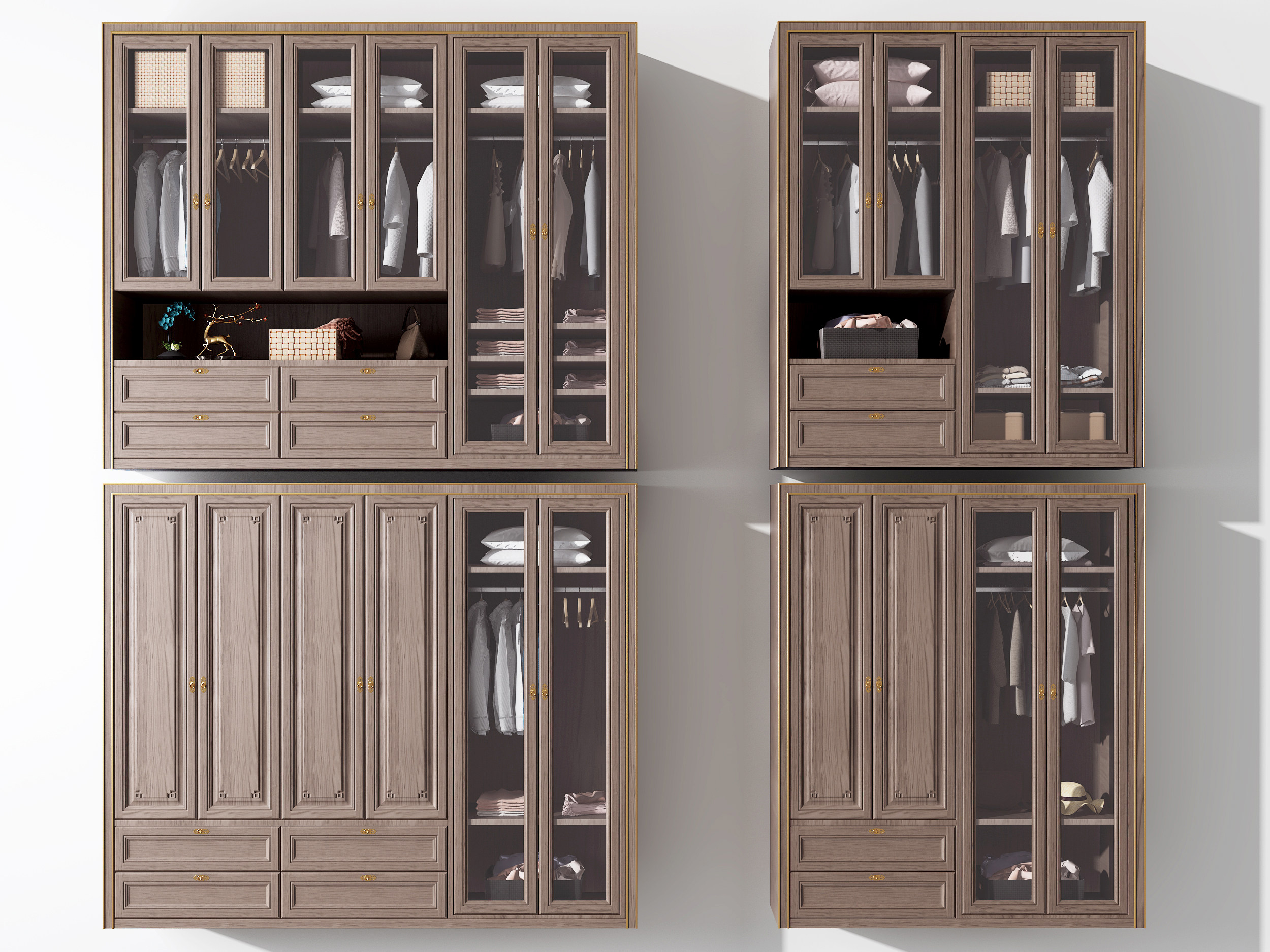 新中式实木衣柜,3d模型下载