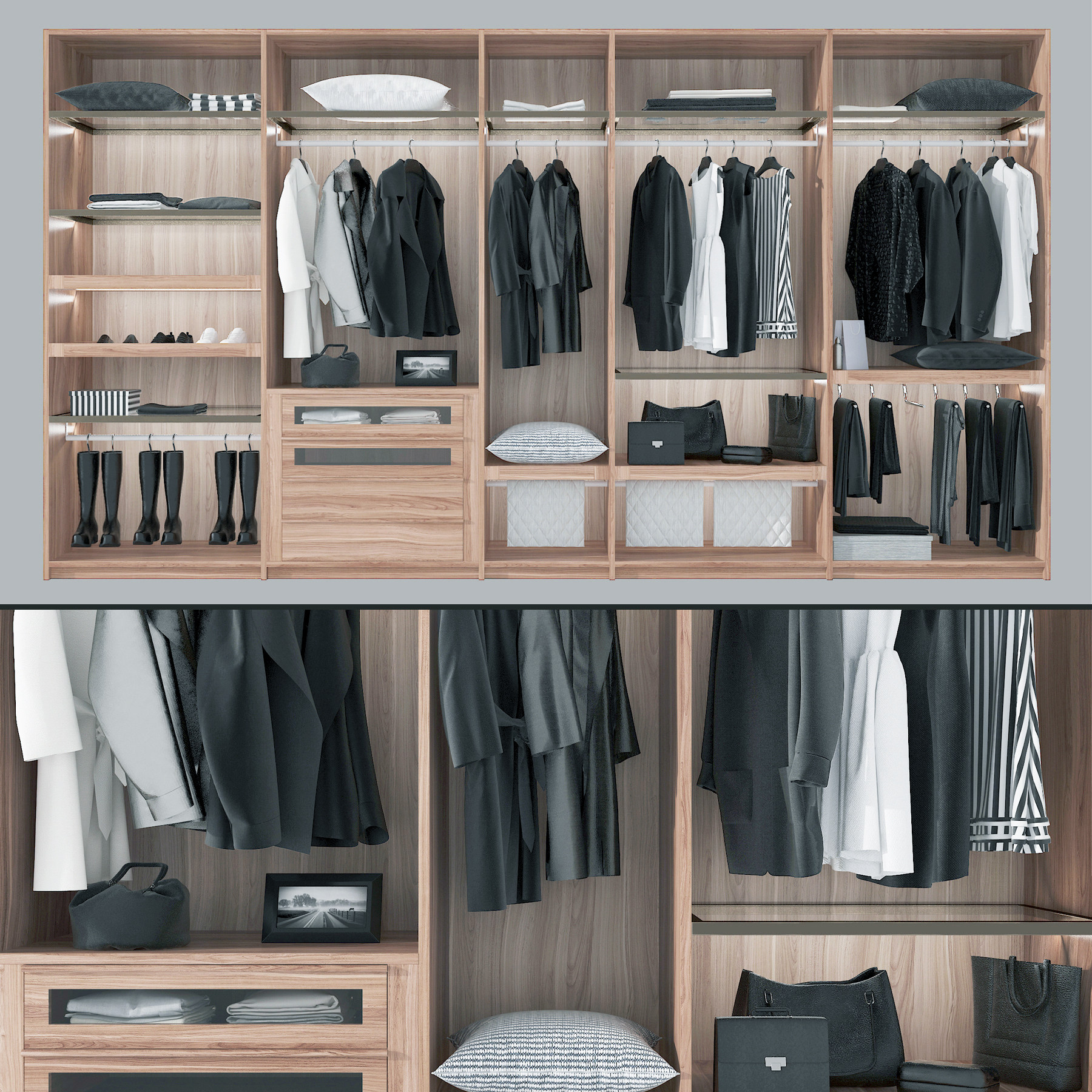 现代木质衣柜3d模型下载