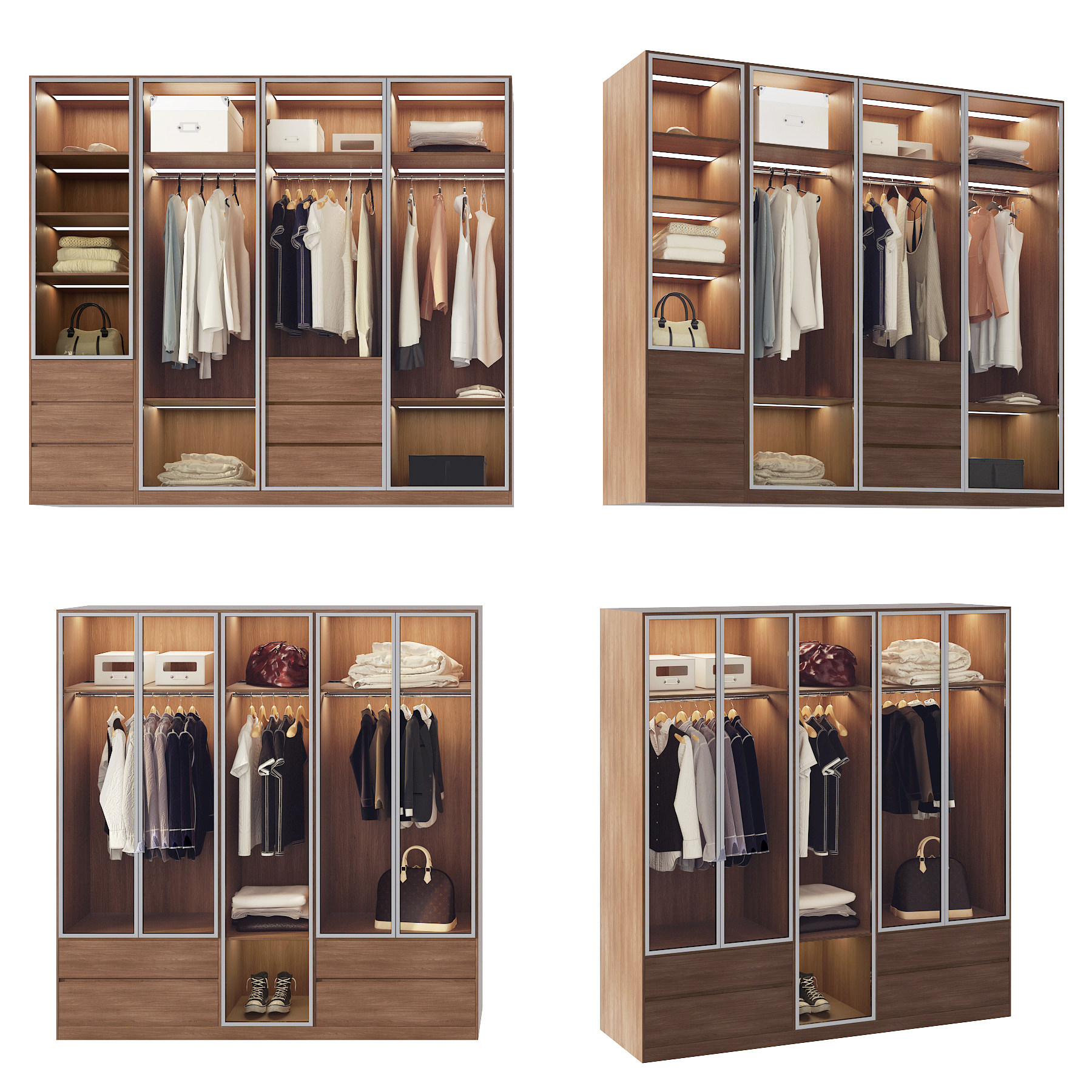 现代玻璃门衣柜,衣橱3d模型下载