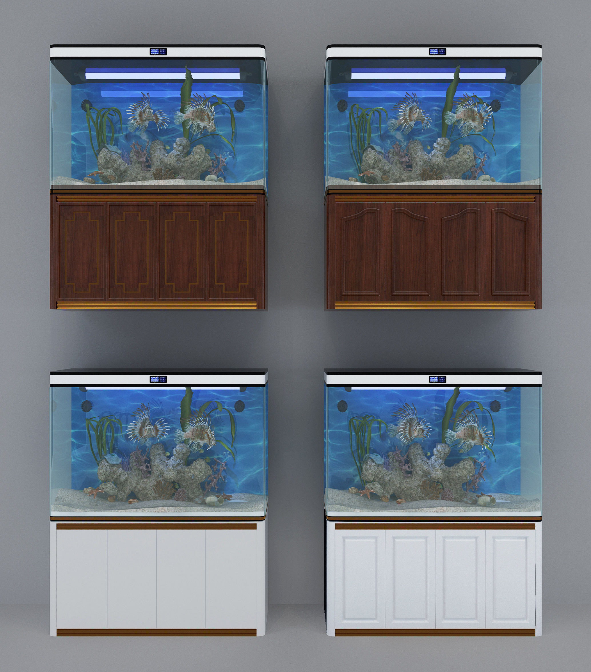 现代鱼缸水族，珊瑚3d模型下载
