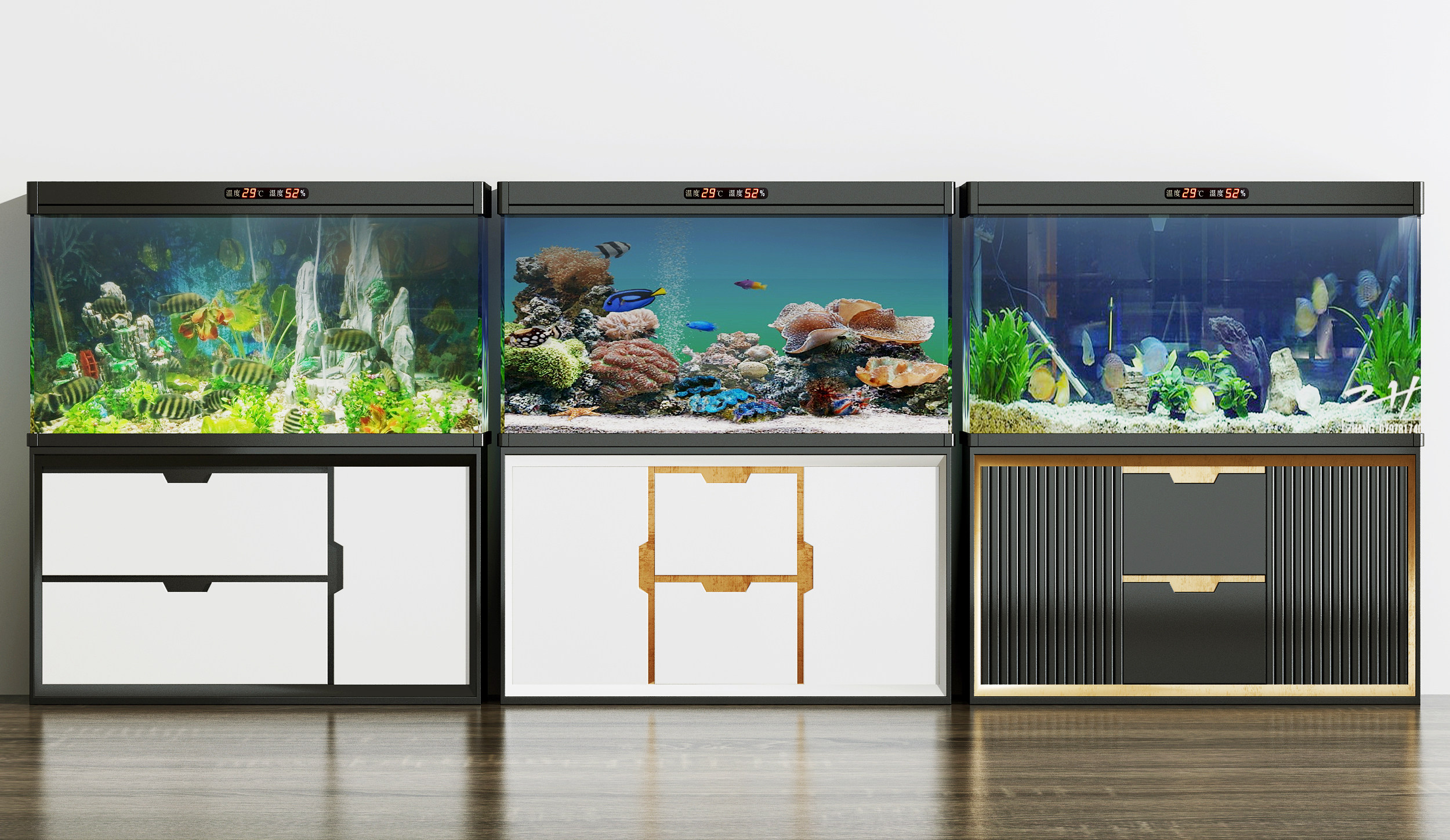 现代水族箱鱼缸，3d模型下载