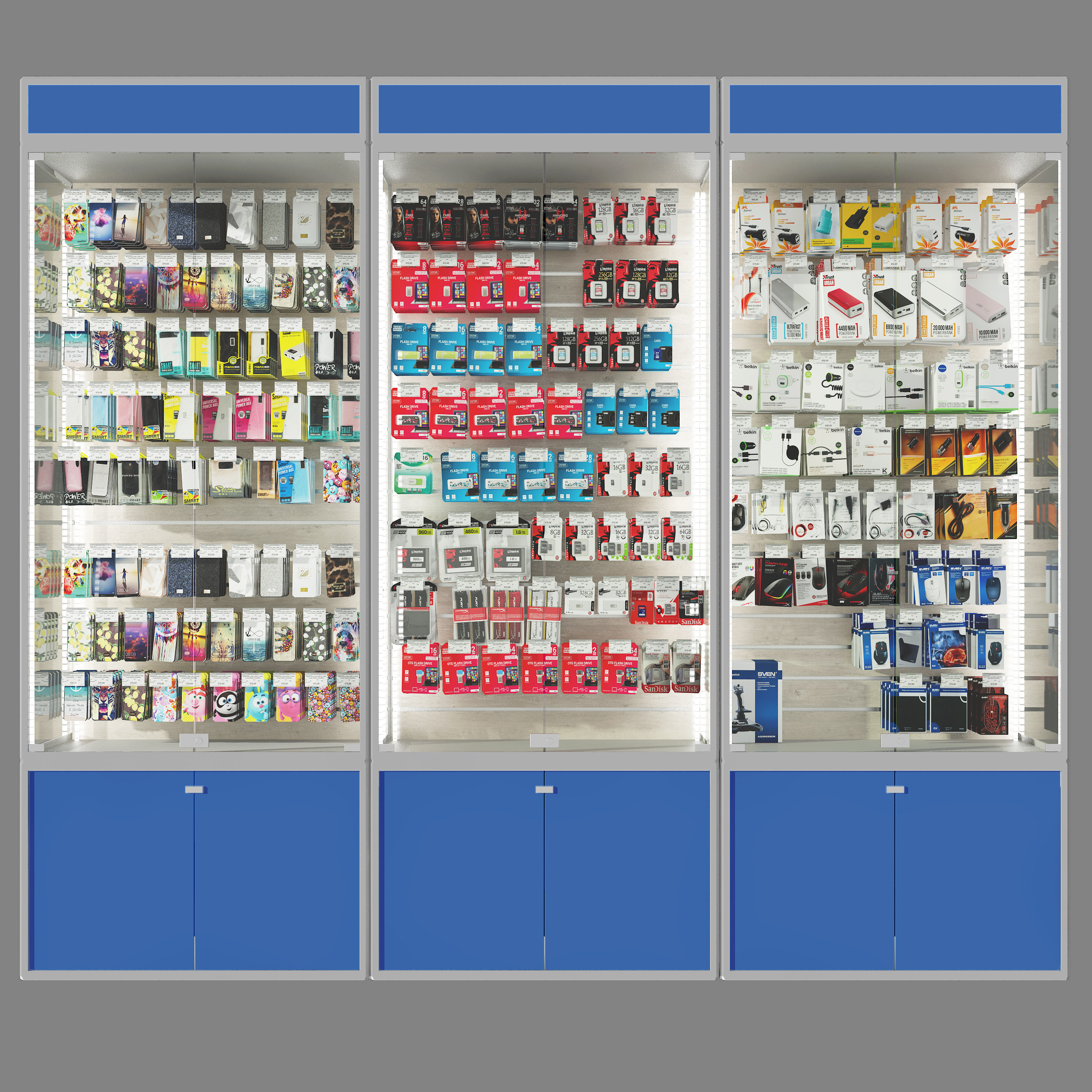现代超市数码配件货柜,3d模型下载