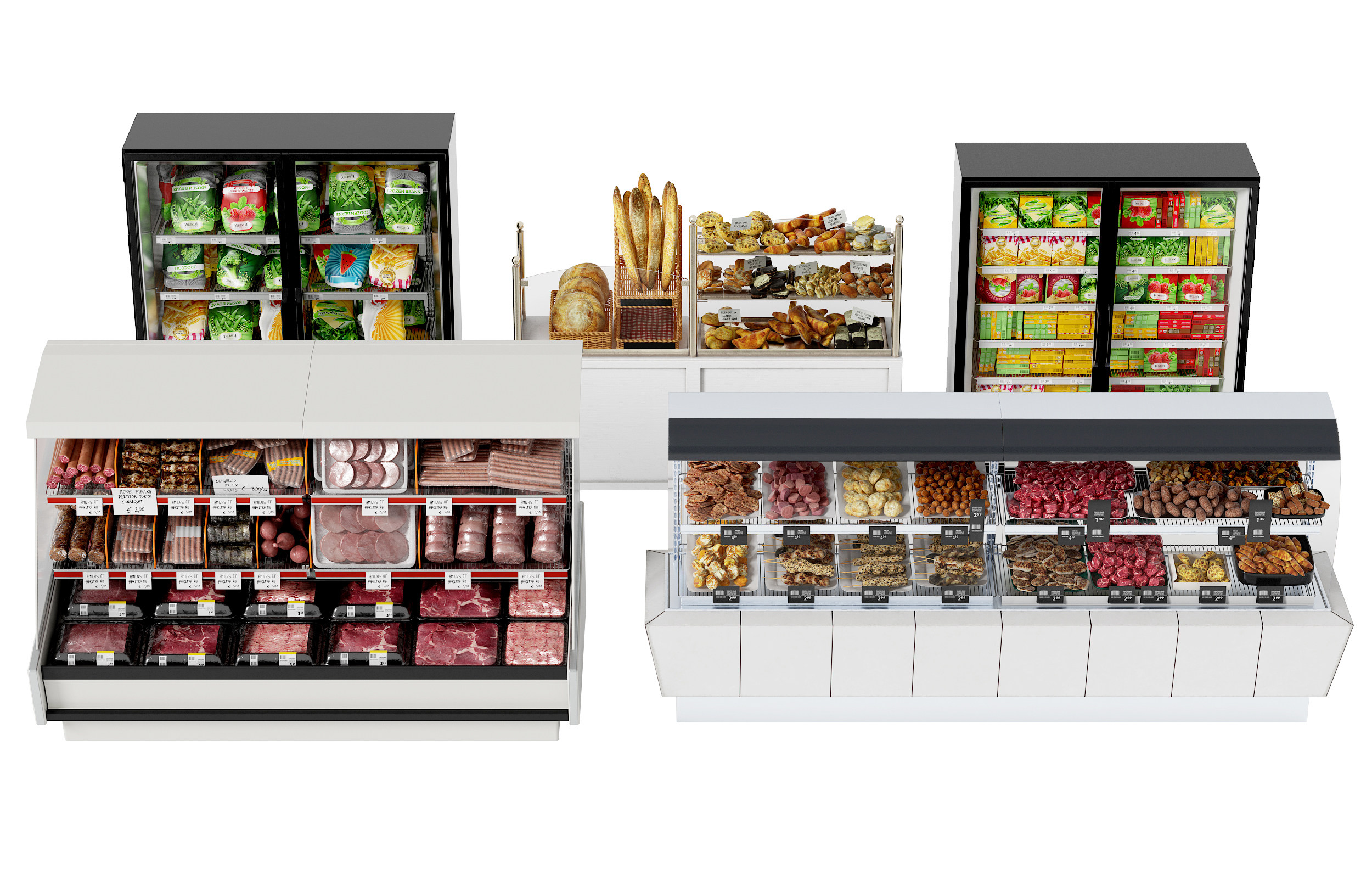 现代超市冷藏柜，保鲜柜3d模型下载