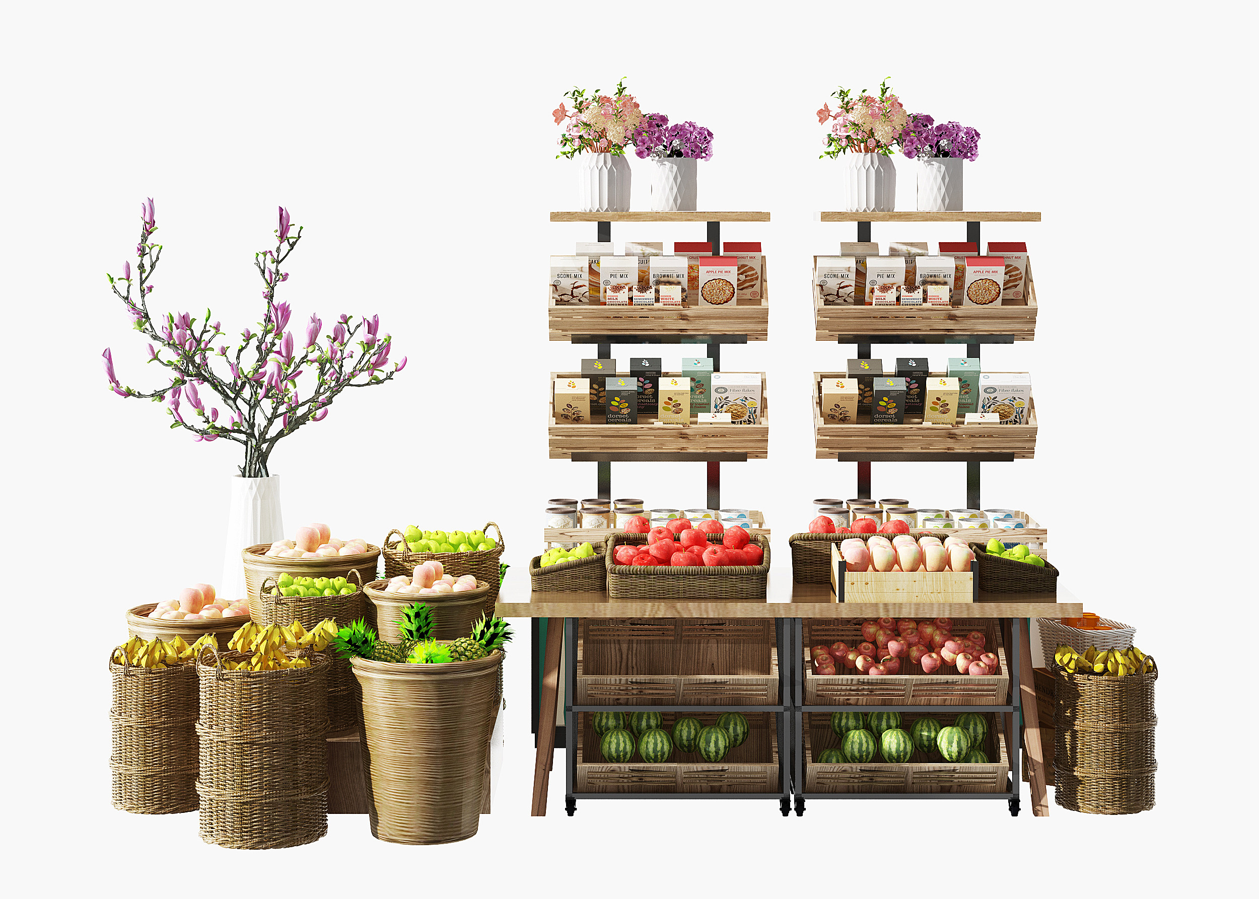 北欧水果生鲜超市货架3d模型下载