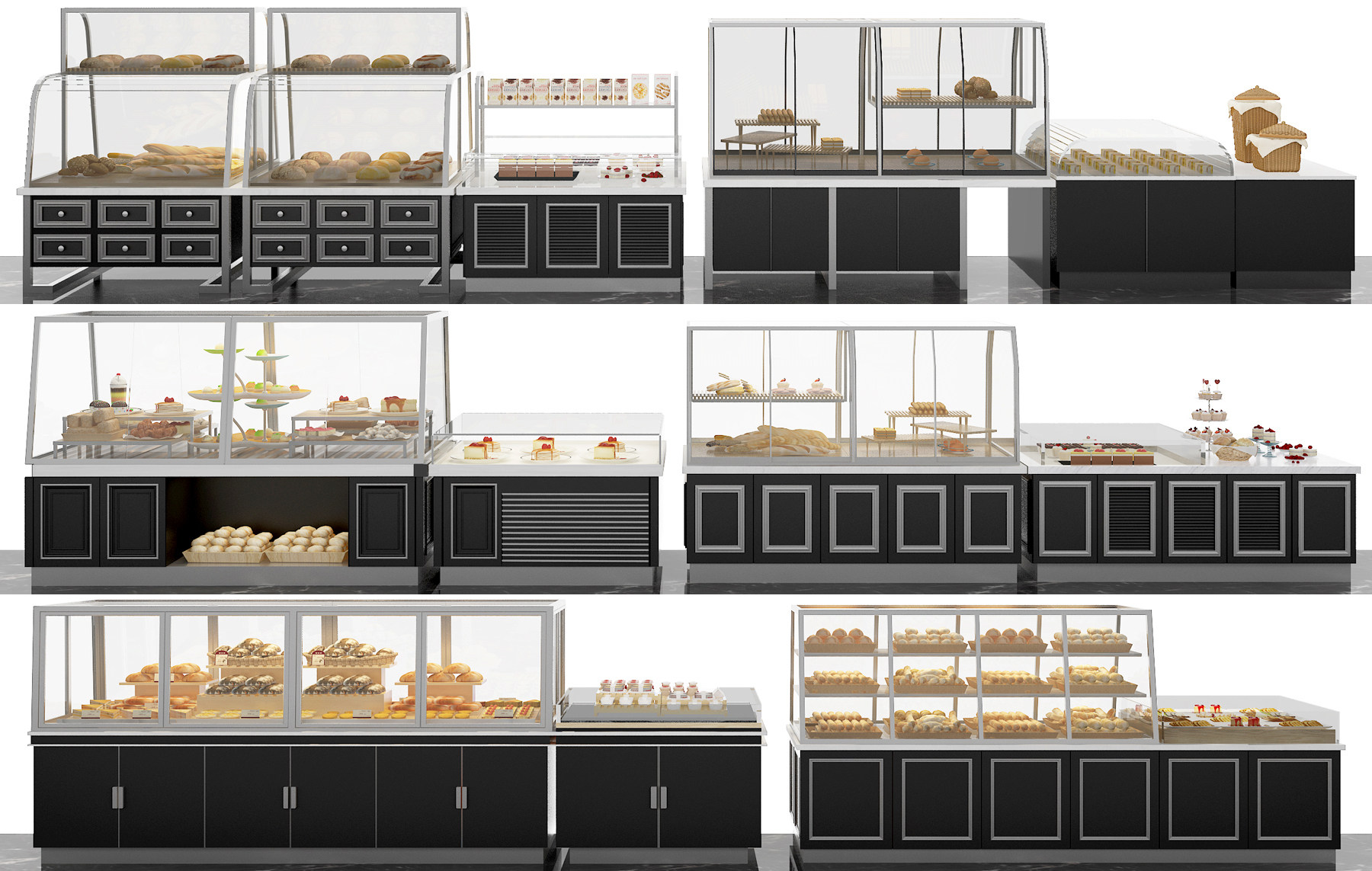 现代蛋糕面包展柜货柜3d模型下载