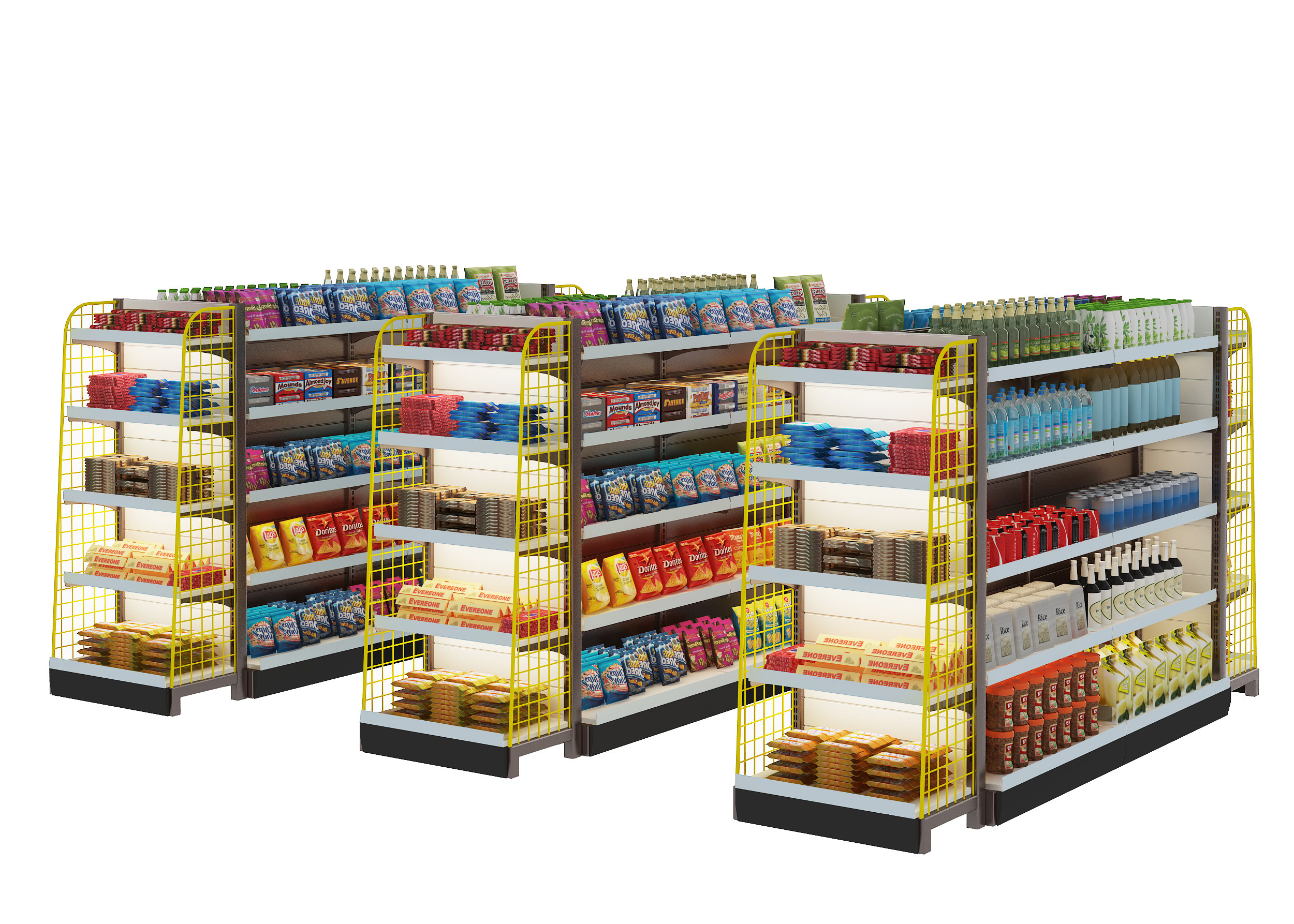 现代超市食品货架，货柜3d模型下载