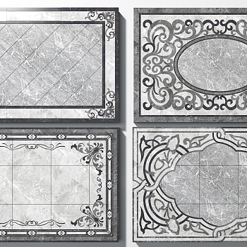 大理石石材拼花，地面圈边3d模型下载