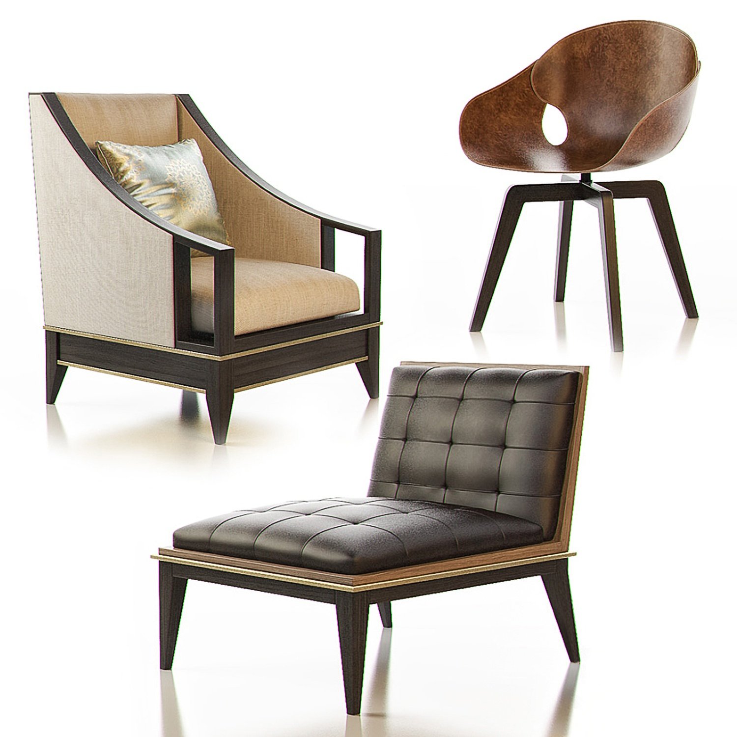 05现代休闲椅餐椅，美式单人沙发，椅子办公椅洽谈椅，组合3d模型下载