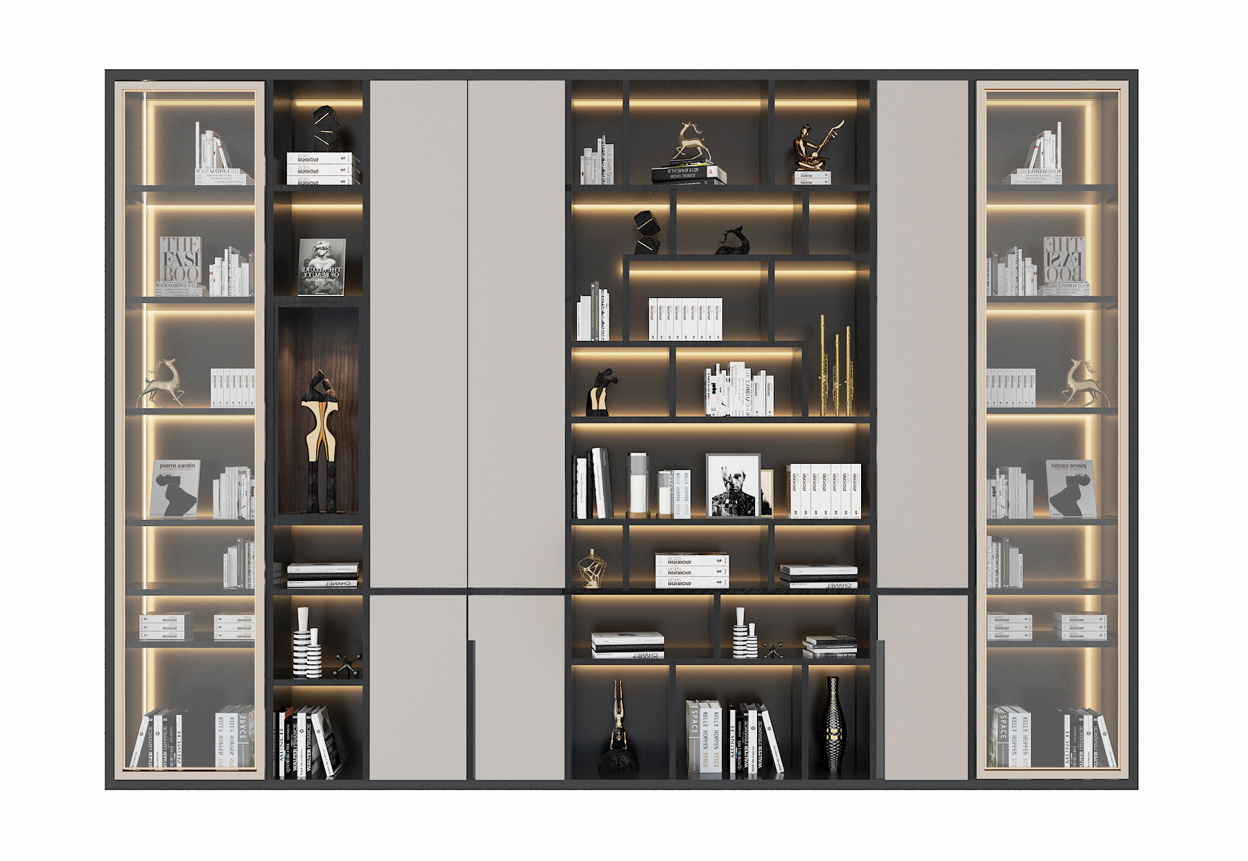 现代书柜装饰柜,3d模型下载