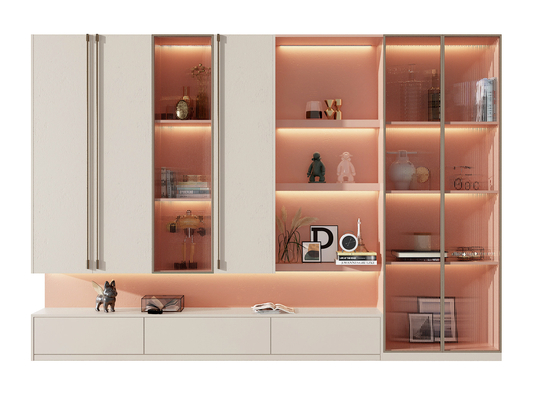 现代轻奢书柜,3d模型下载