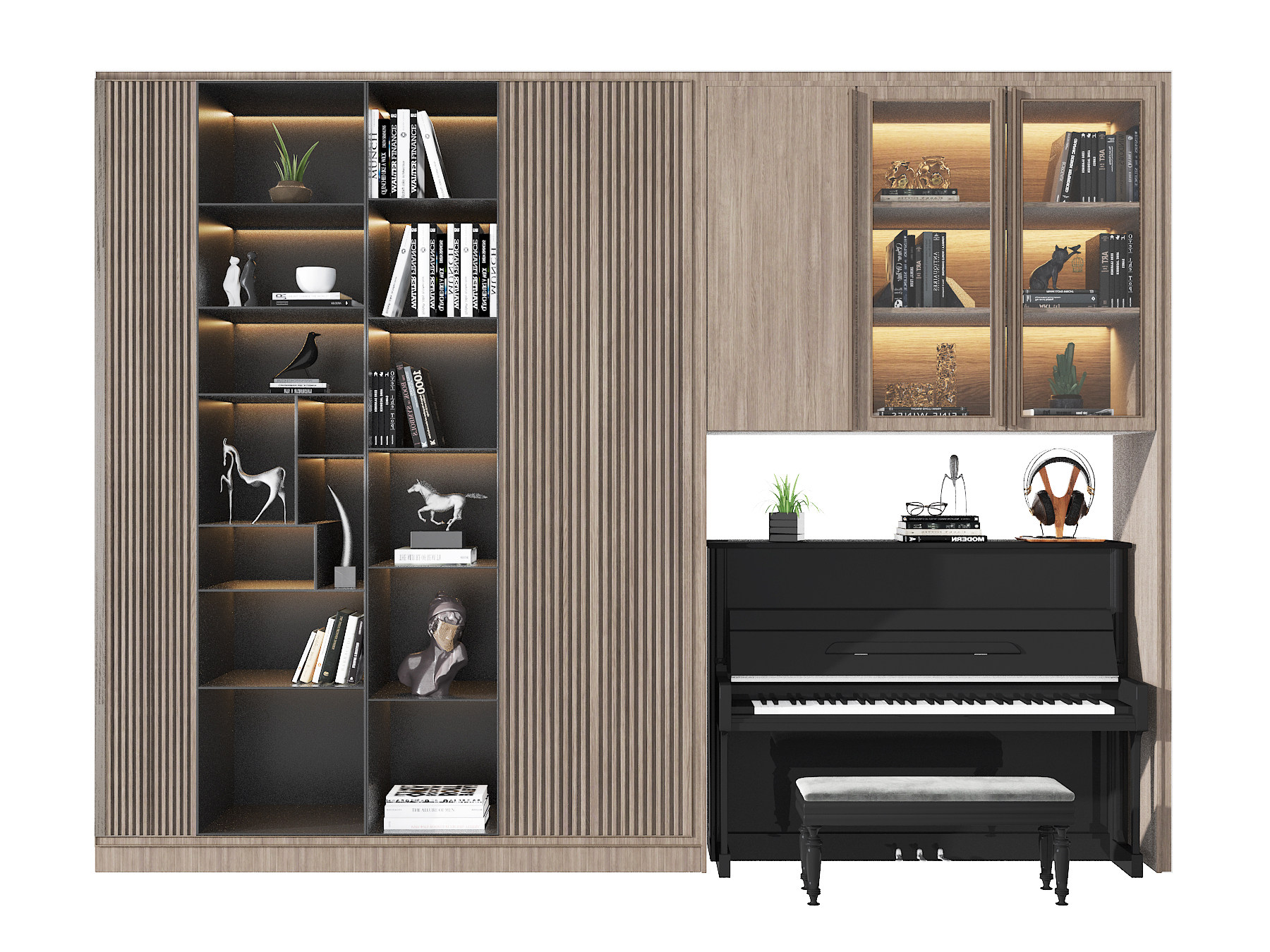 现代轻奢书柜，钢琴,3d模型下载