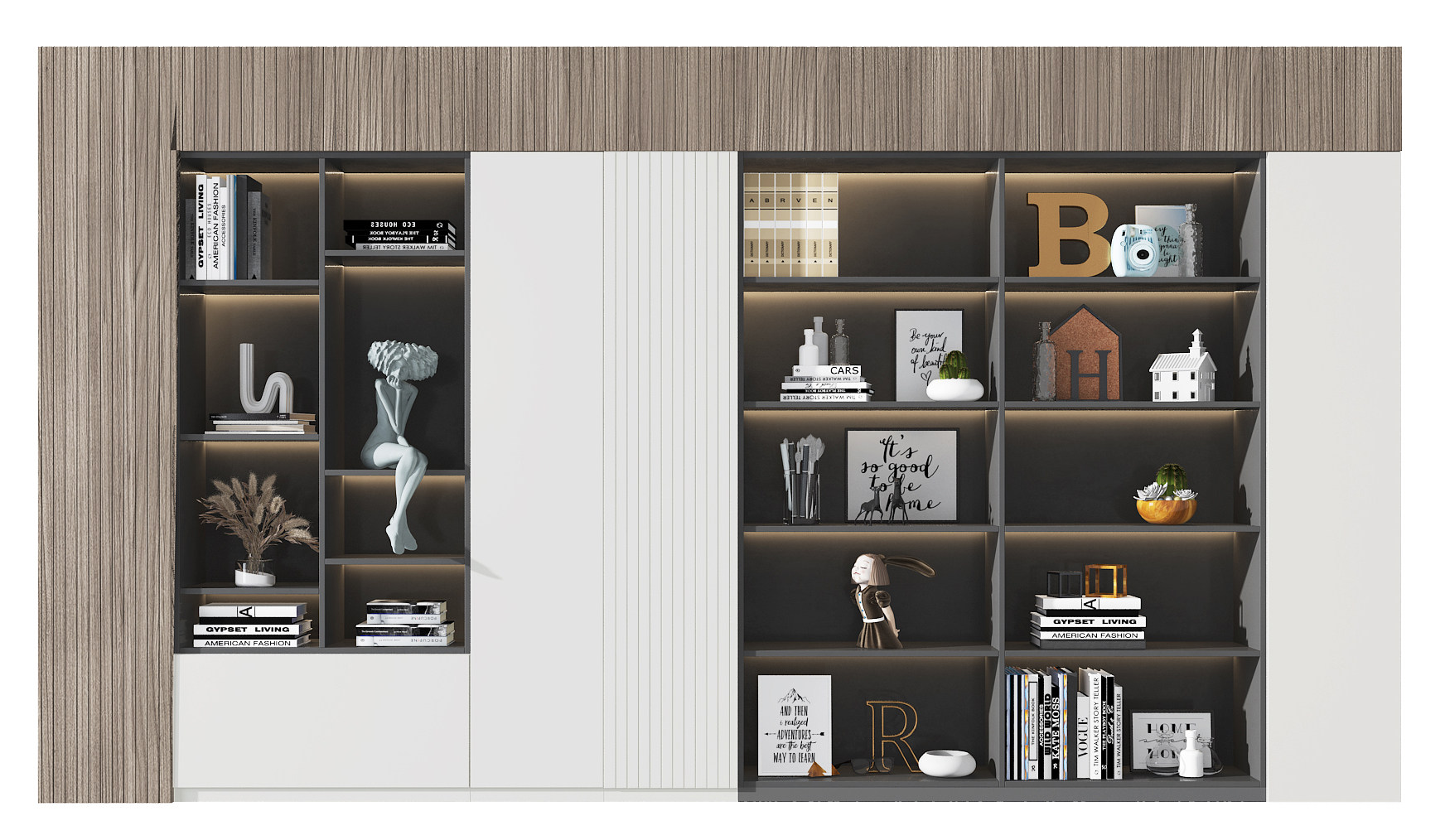 现代装饰柜书柜,3d模型下载