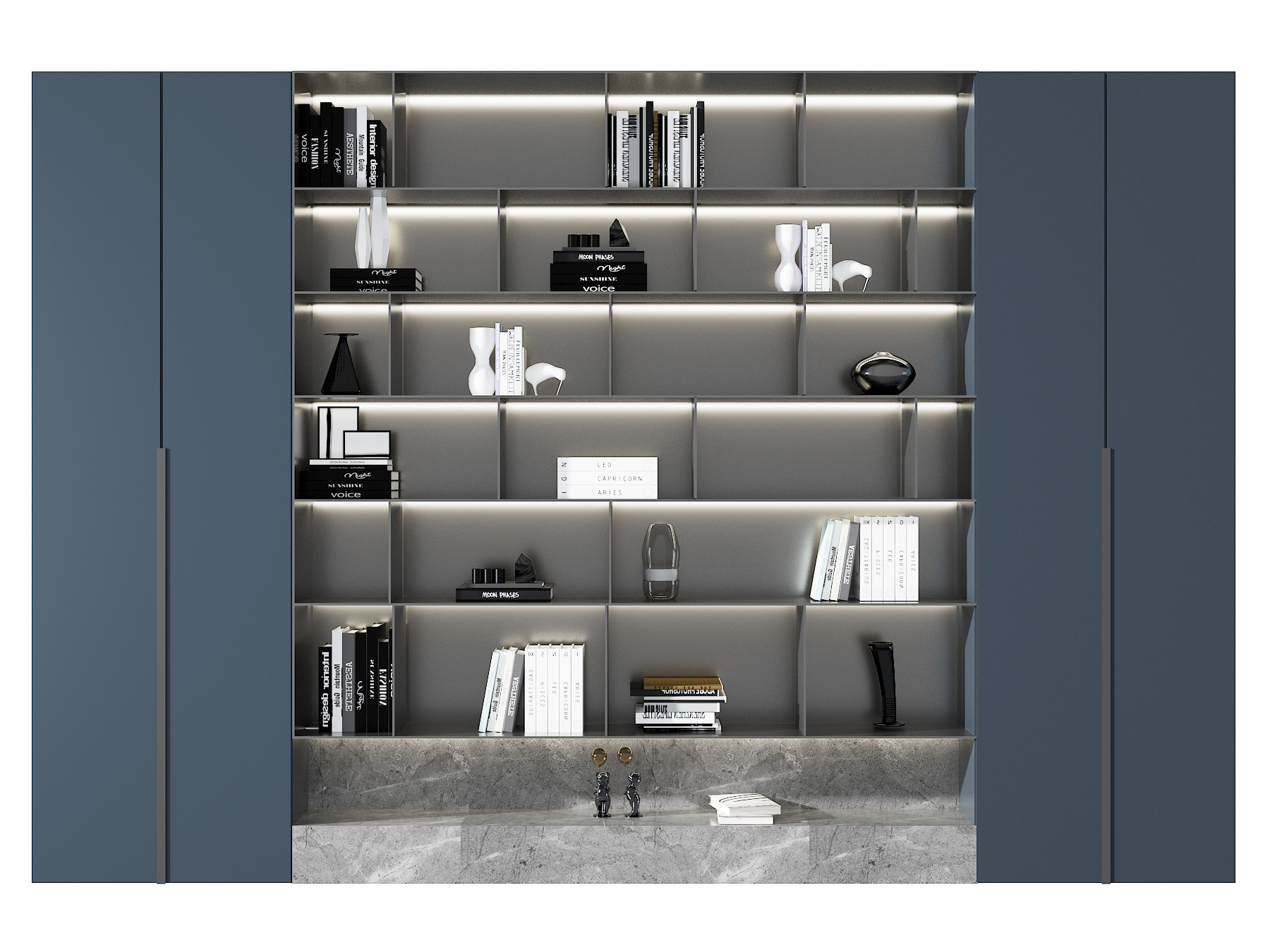 现代嵌入式装饰书柜3d模型下载