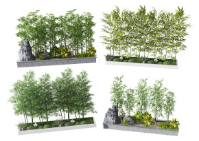 现代竹子盆栽,3d模型下载