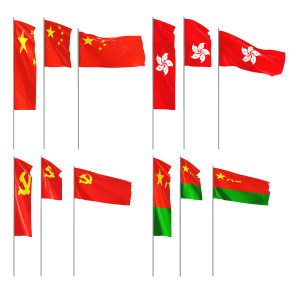 现代国旗旗帜3d模型下载