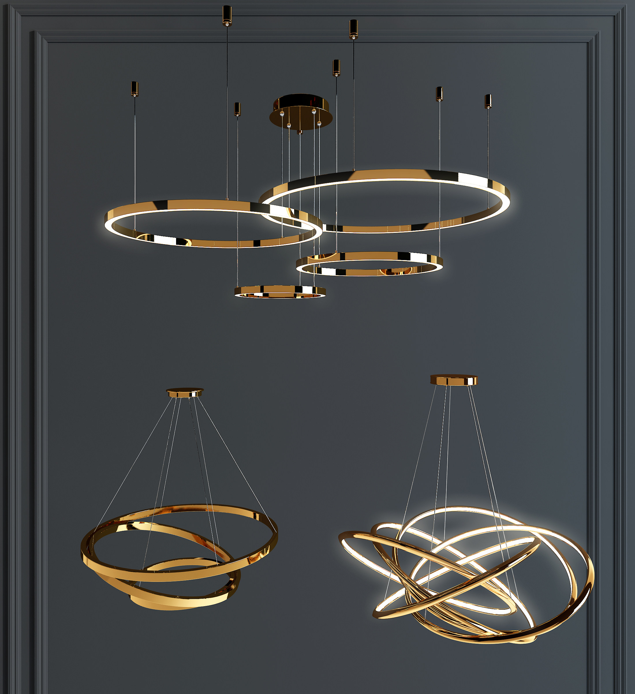现代环形，圆环吊灯3d模型下载