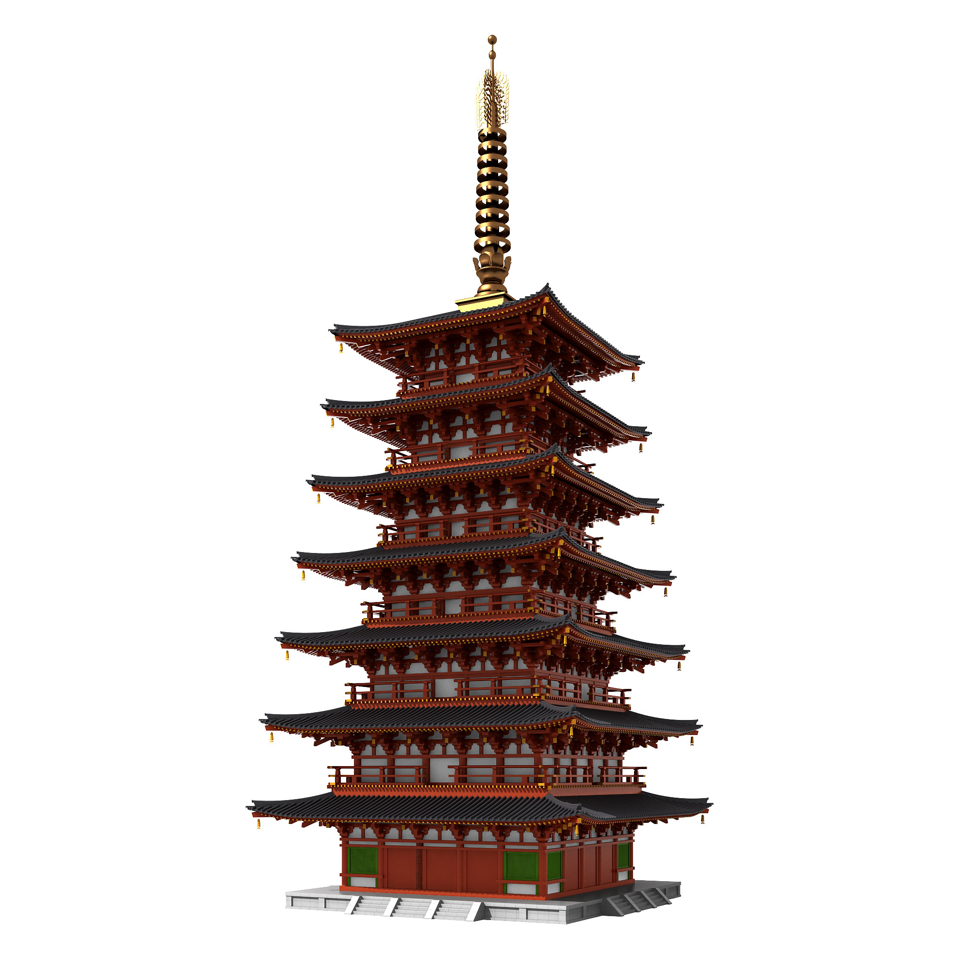 中式古建塔楼舍利佛塔3d模型下载