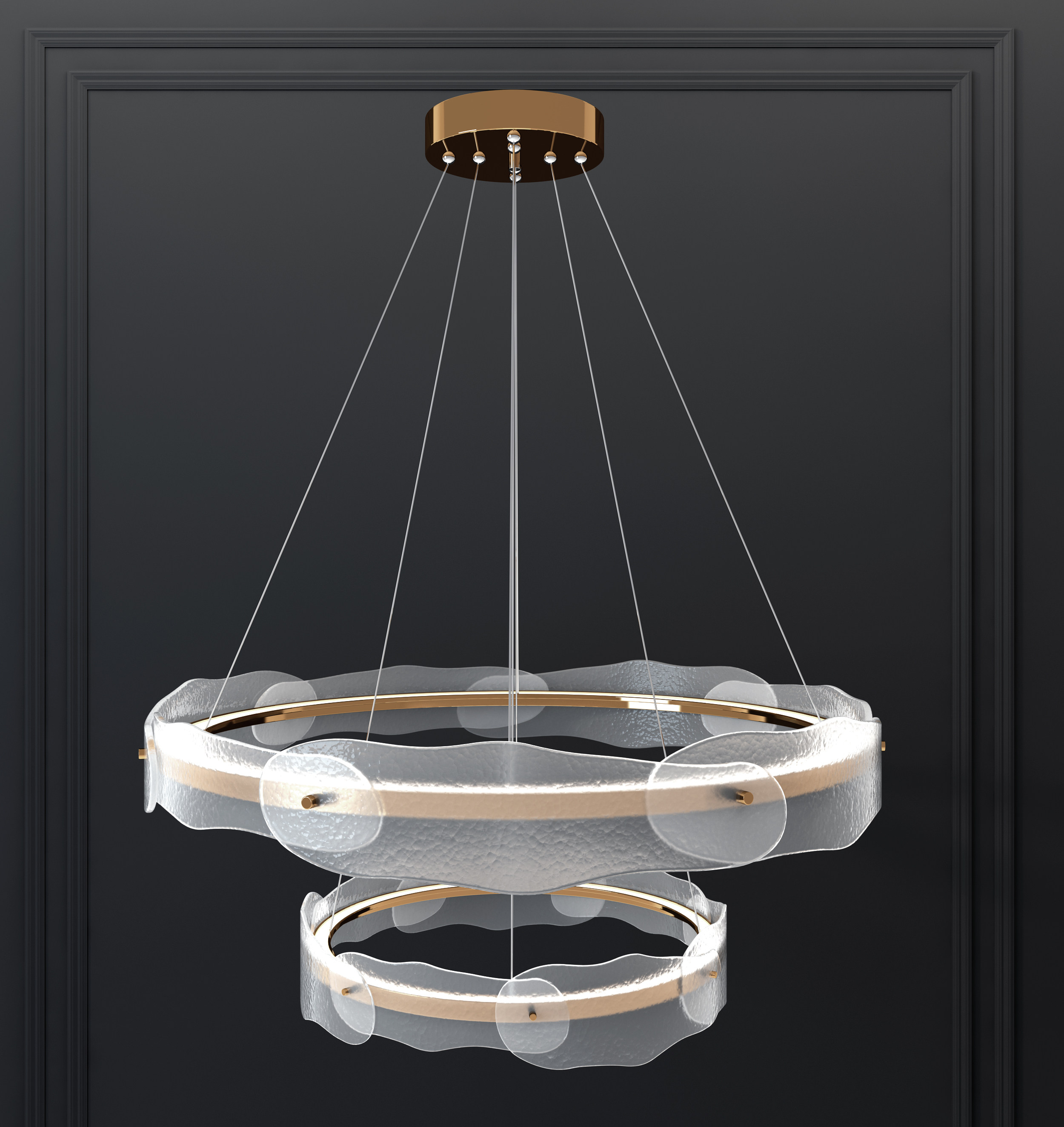 现代金属玻璃片吊灯3d模型下载