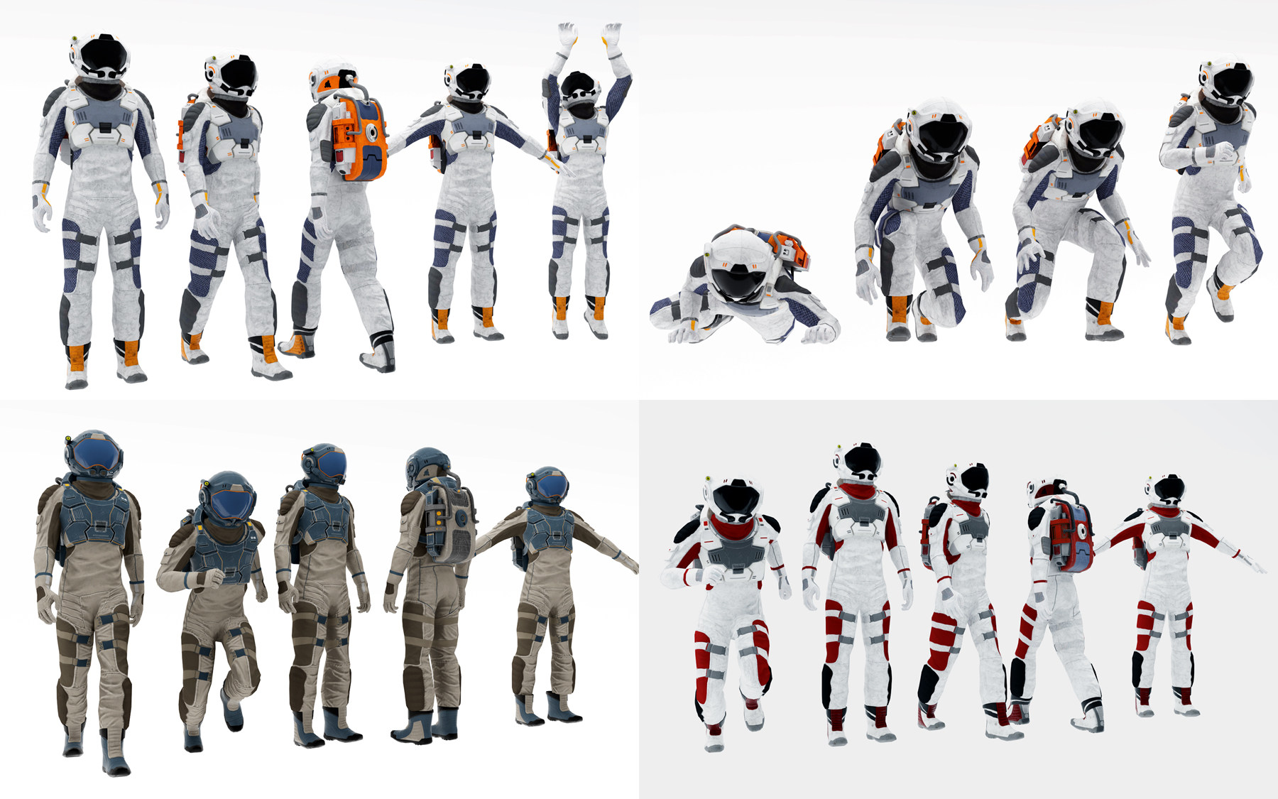 现代宇航服宇航员，人物3d模型下载