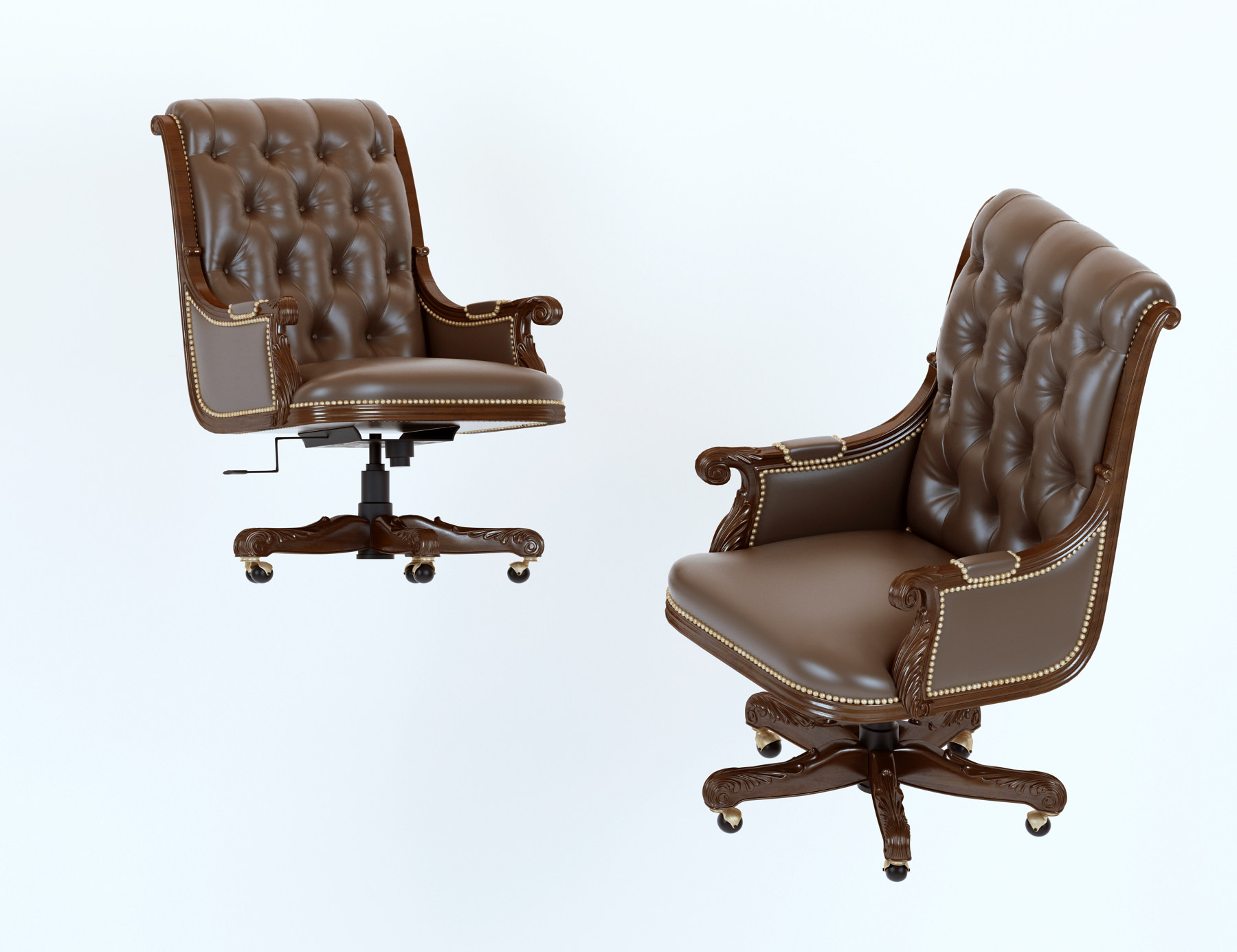 欧式皮革大班椅，老板椅3d模型下载