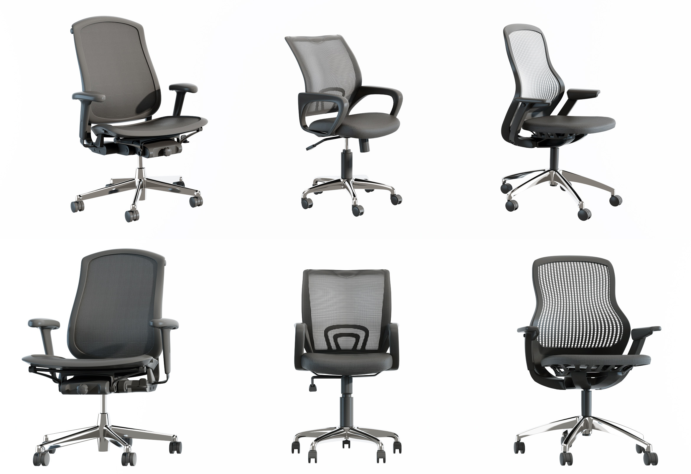现代网布职员椅办公椅，转椅3d模型下载