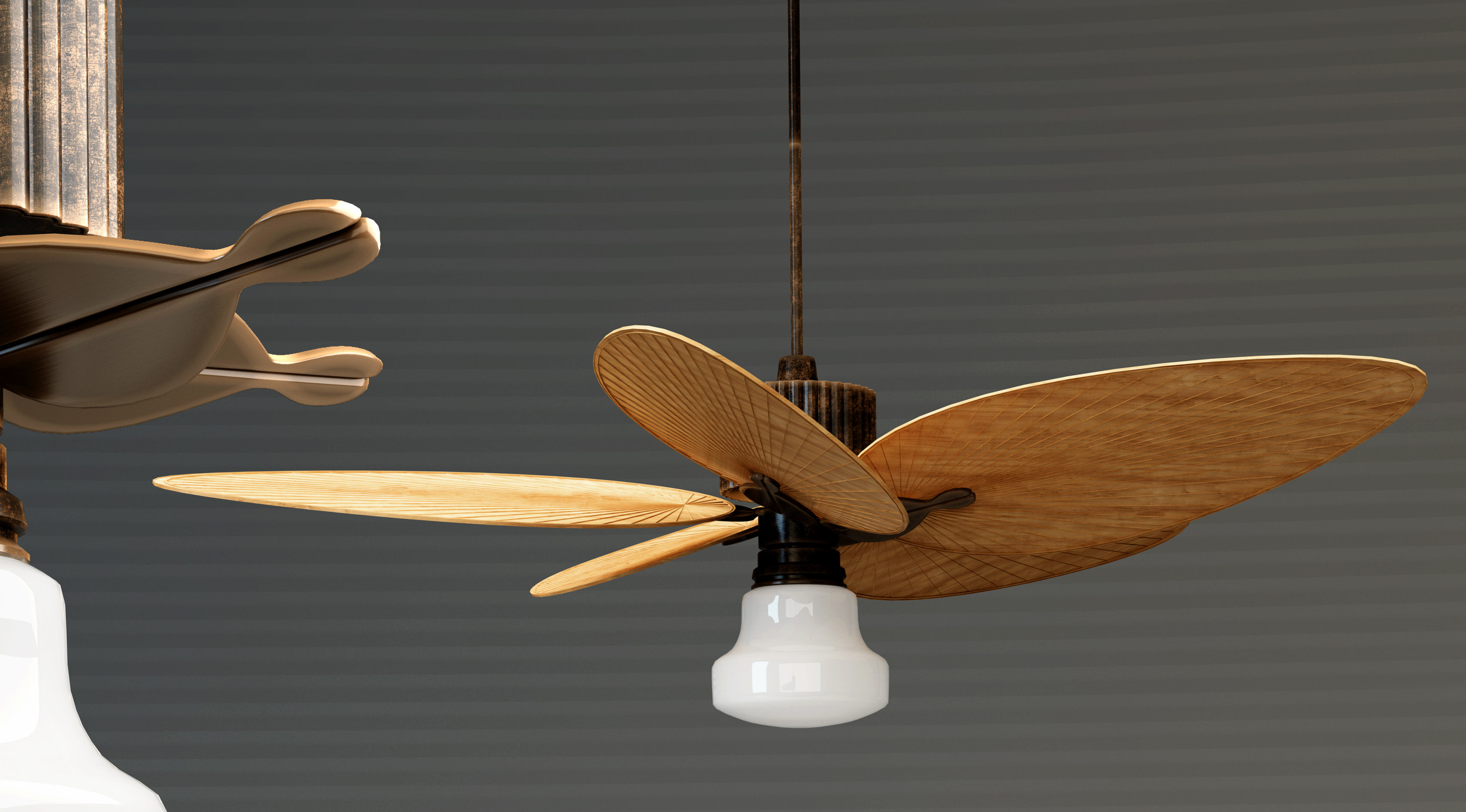 东南亚实木风扇吊灯3d模型下载