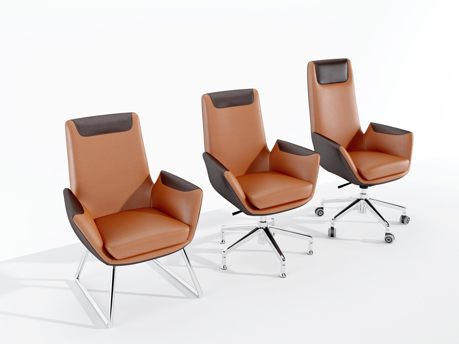 现代职员皮革办公椅洽谈椅3d模型下载