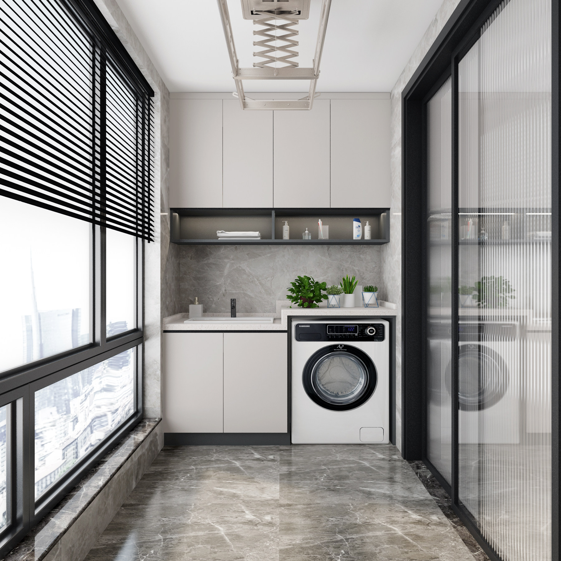 现代阳台洗衣房3d模型下载