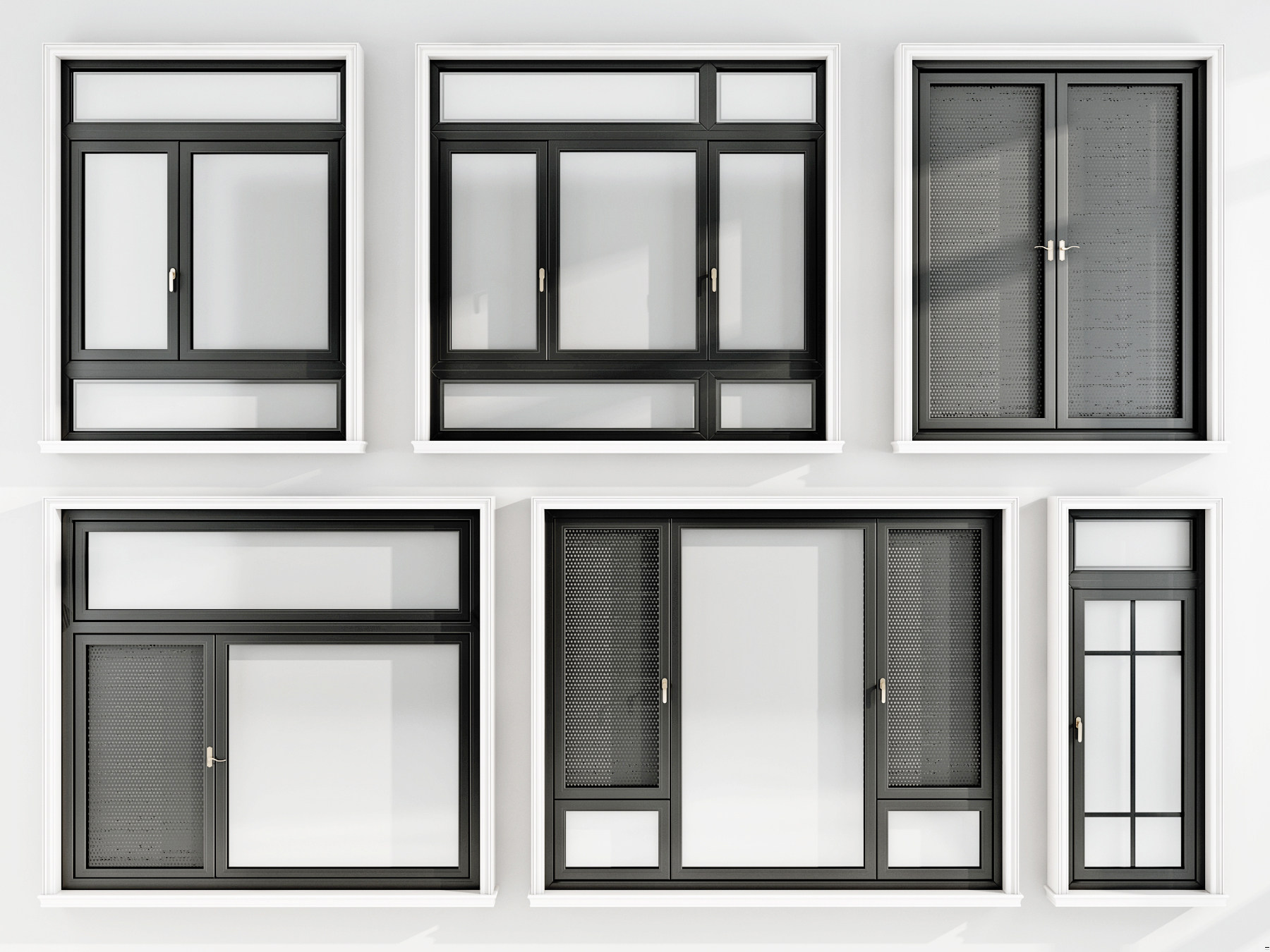 现代铝合金窗户，建筑窗33d模型下载