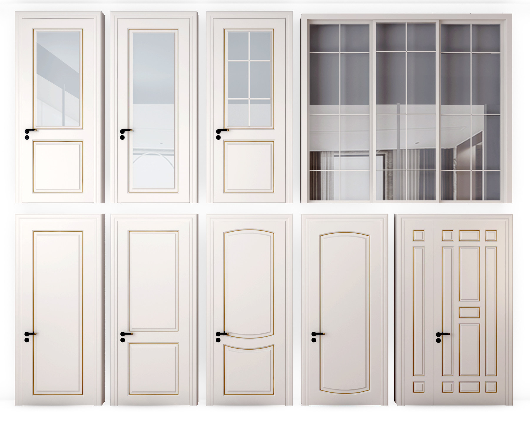 欧式房门厨卫门，玻璃门推拉门3d模型下载
