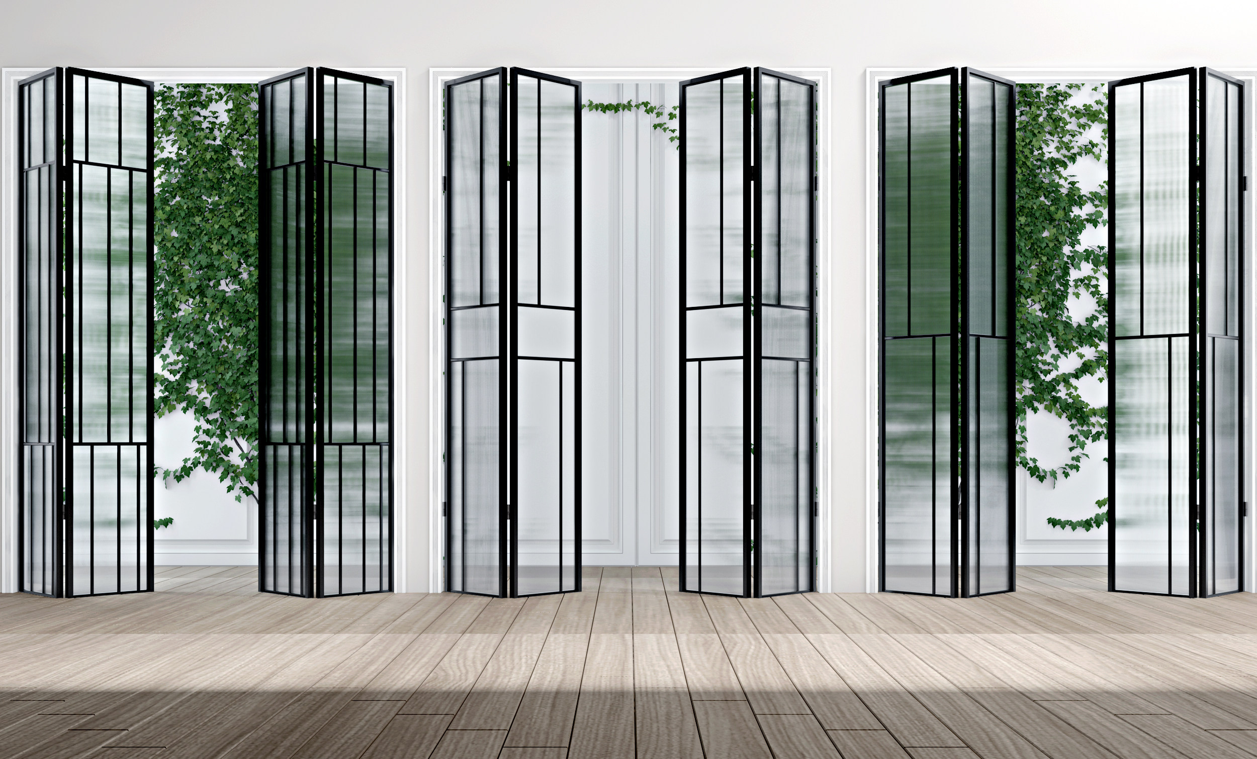 现代工艺玻璃折叠门3d模型下载