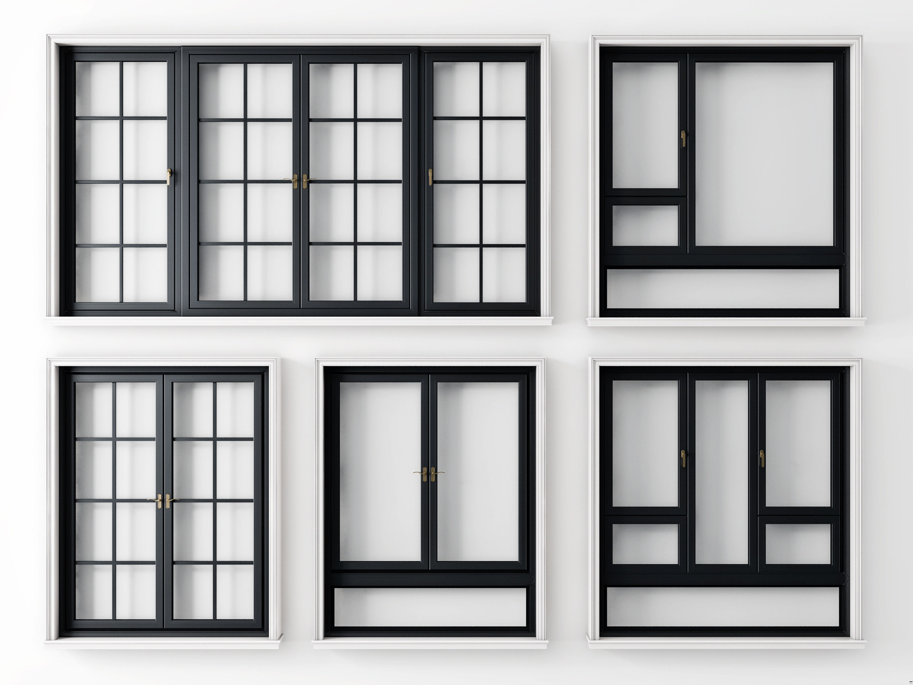 现代铝合金窗户，建筑窗3d模型下载