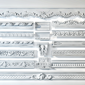 欧式石膏雕花线条3d模型下载