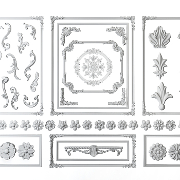 欧式角线石膏雕花3d模型下载