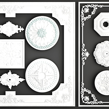欧式法式石膏雕花线条，3d模型下载