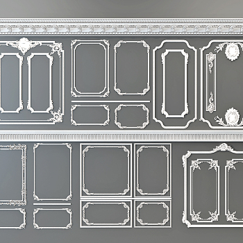 欧式法式雕花线条，石膏线，护墙板线条3d模型下载
