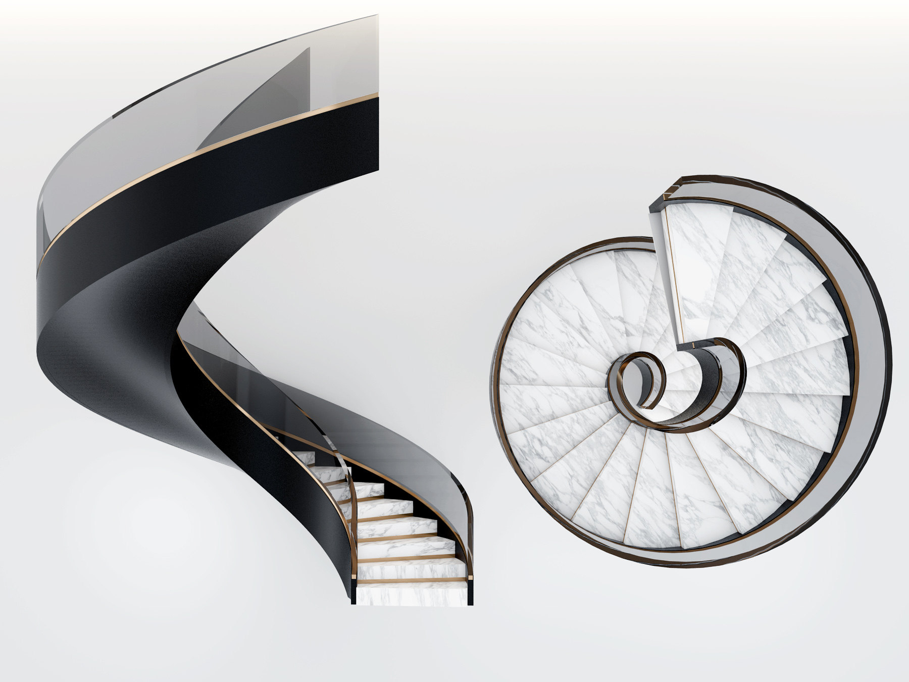 现代玻璃旋转楼梯3d模型下载