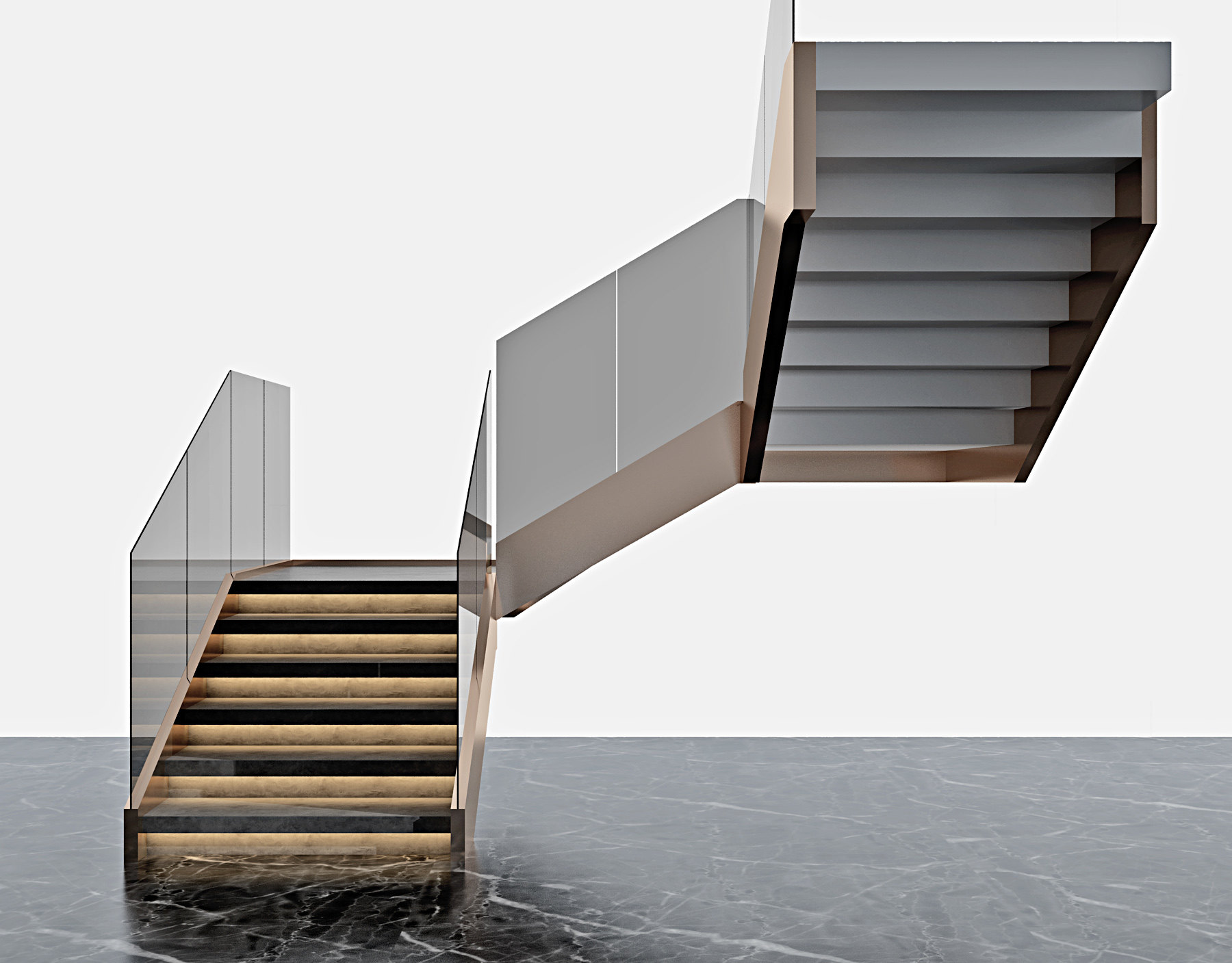 现代转角玻璃楼梯3d模型下载