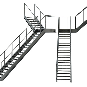工业风，钢架烤漆楼梯3d模型下载