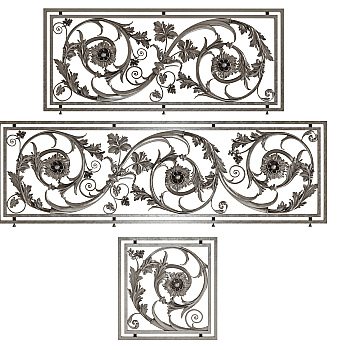 欧式铁艺雕花栏杆护栏3d模型下载