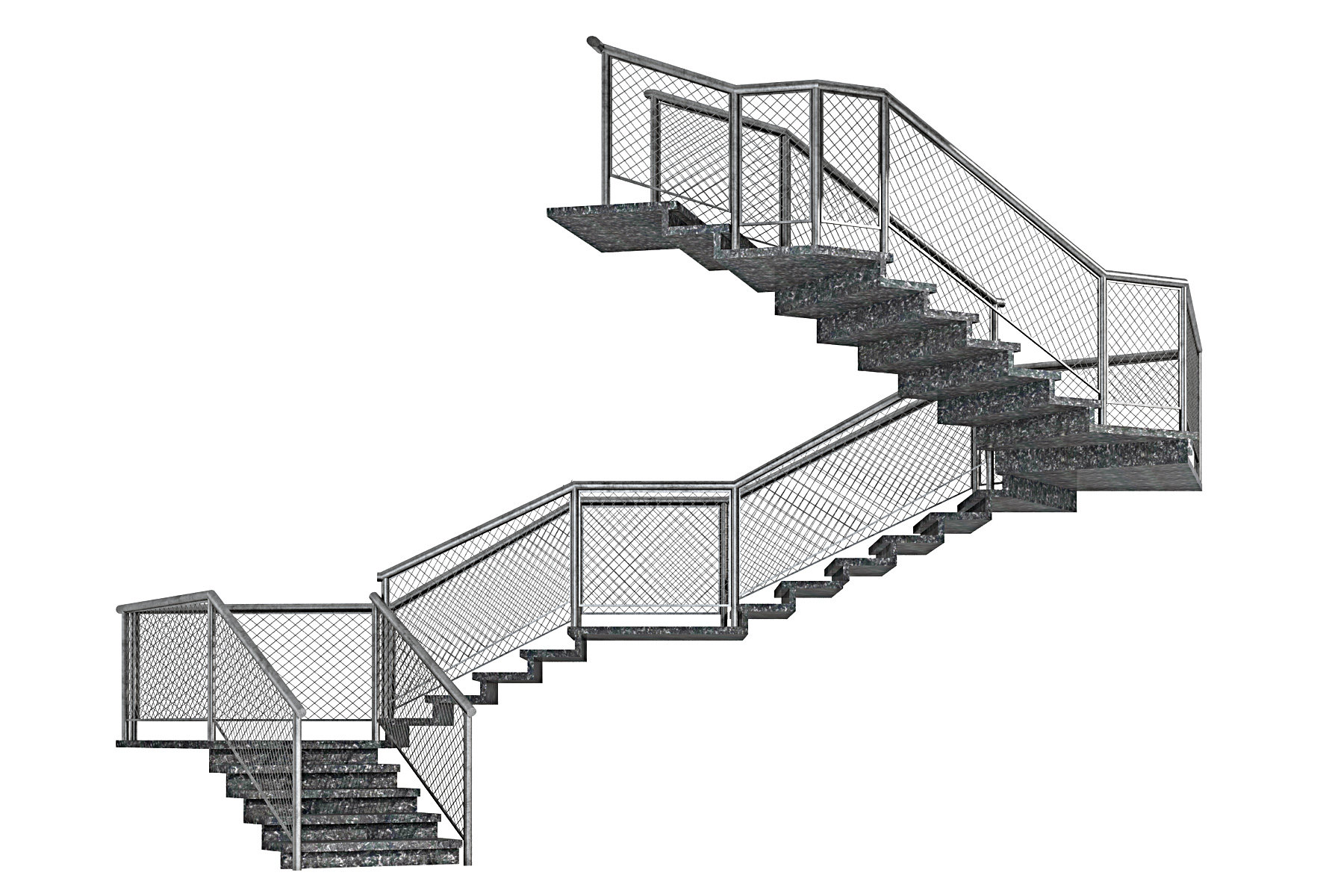 工业铁丝网风转角楼梯，3d模型下载