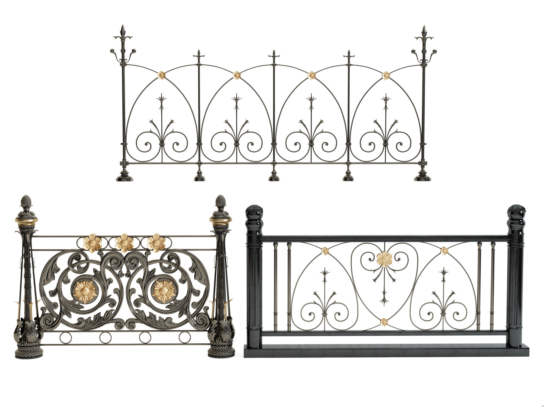 欧式雕花铁艺护栏围栏栏杆3d模型下载