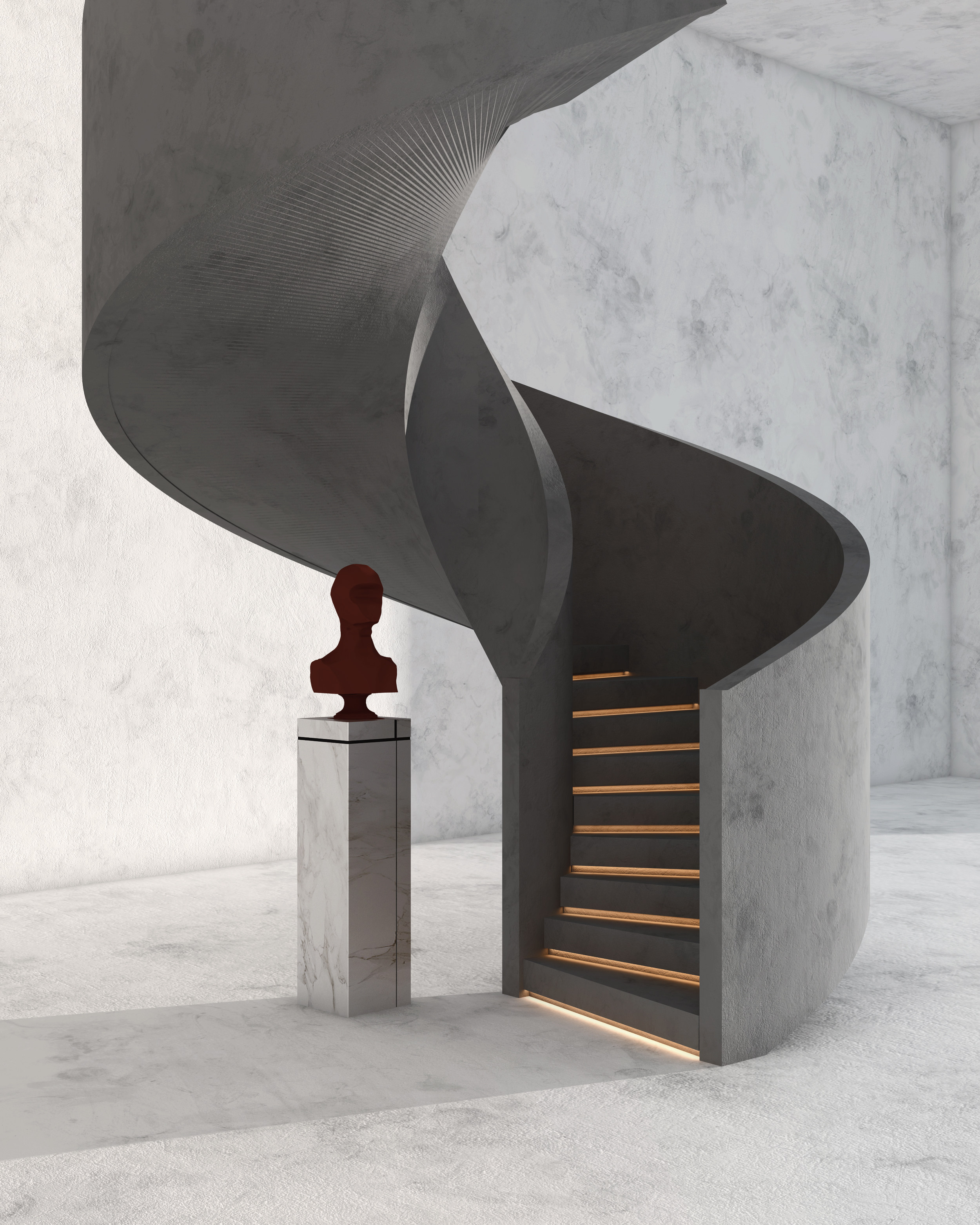 现代人像雕塑旋转楼梯3d模型下载