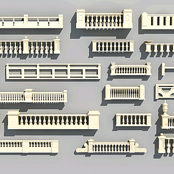 欧式花岗岩栏杆，护栏围栏，宝瓶栏杆3d模型下载