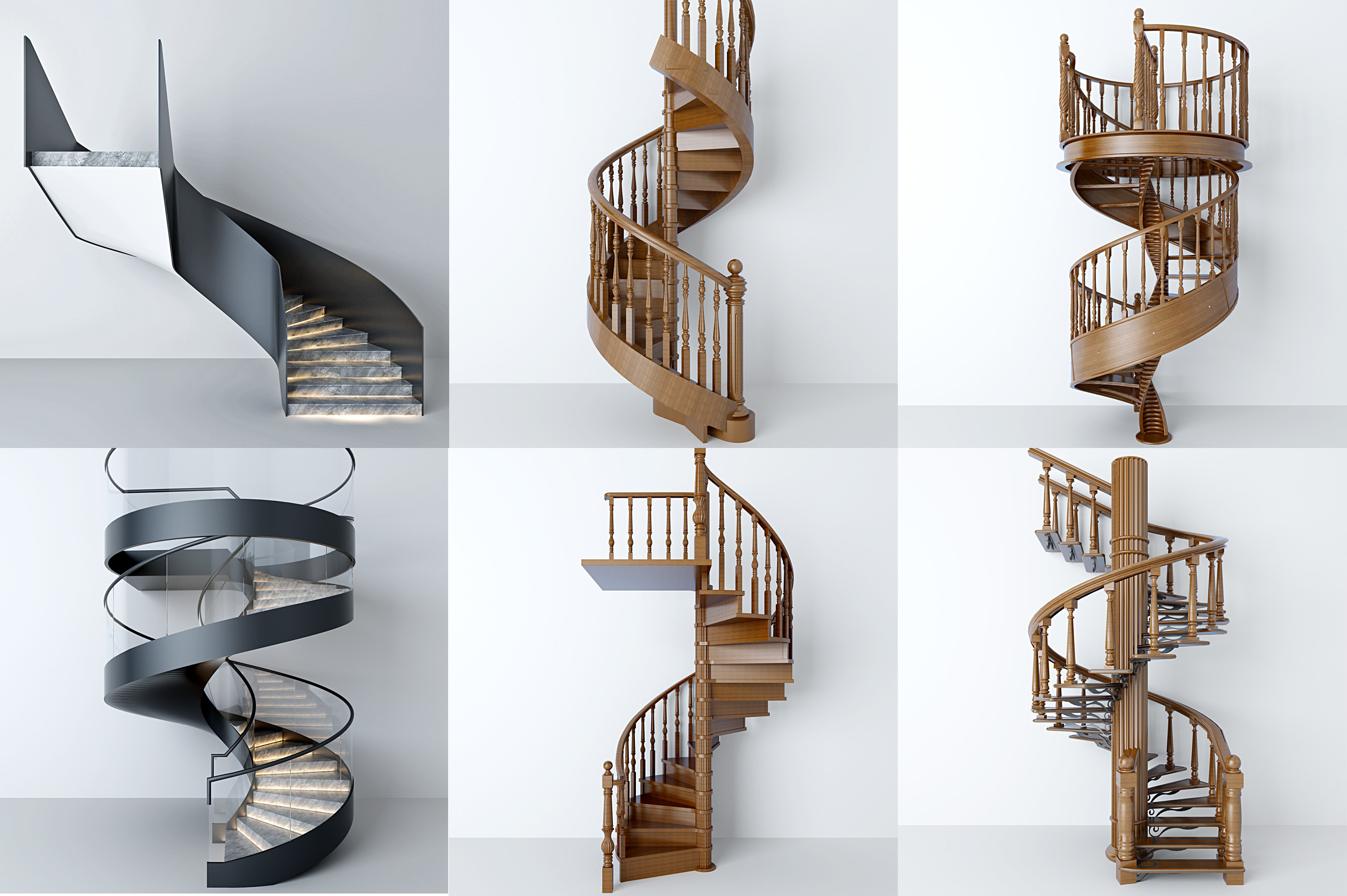 现代欧式旋转楼梯3d模型下载