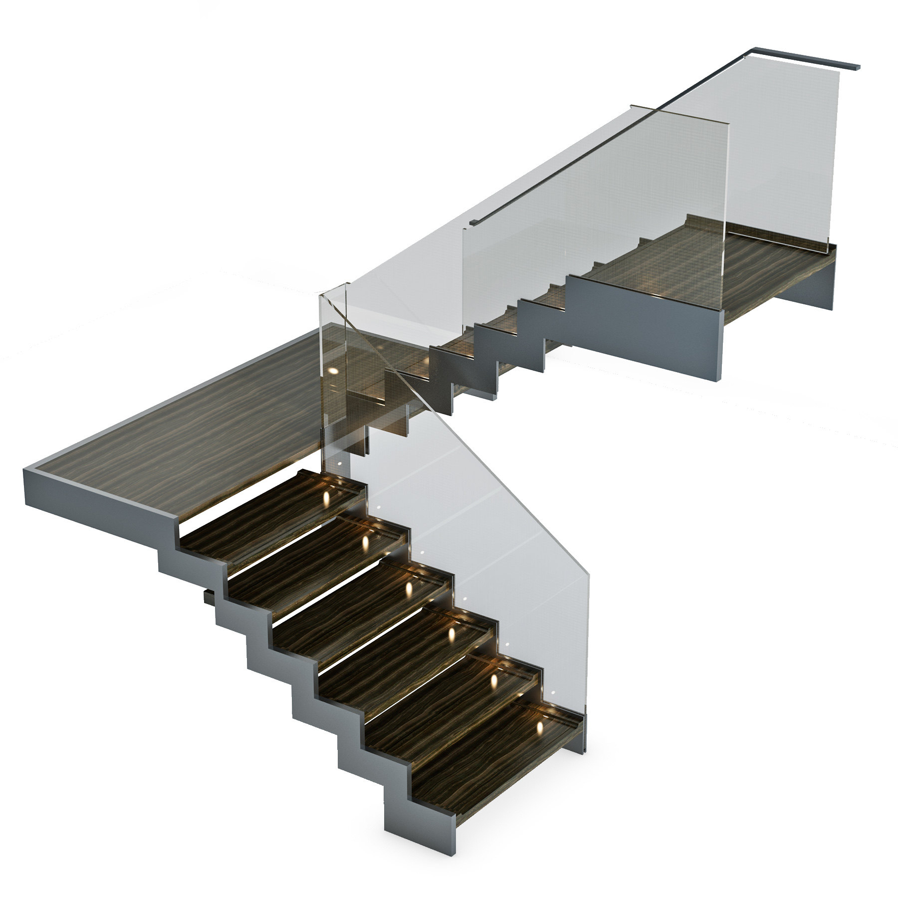 现代玻璃转角楼梯3d模型下载