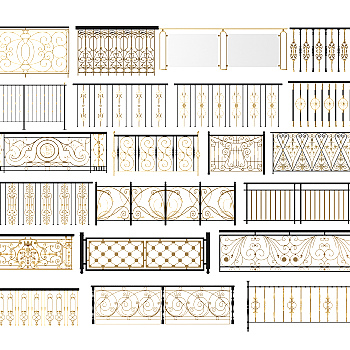 欧式铁艺栏杆护栏3d模型下载
